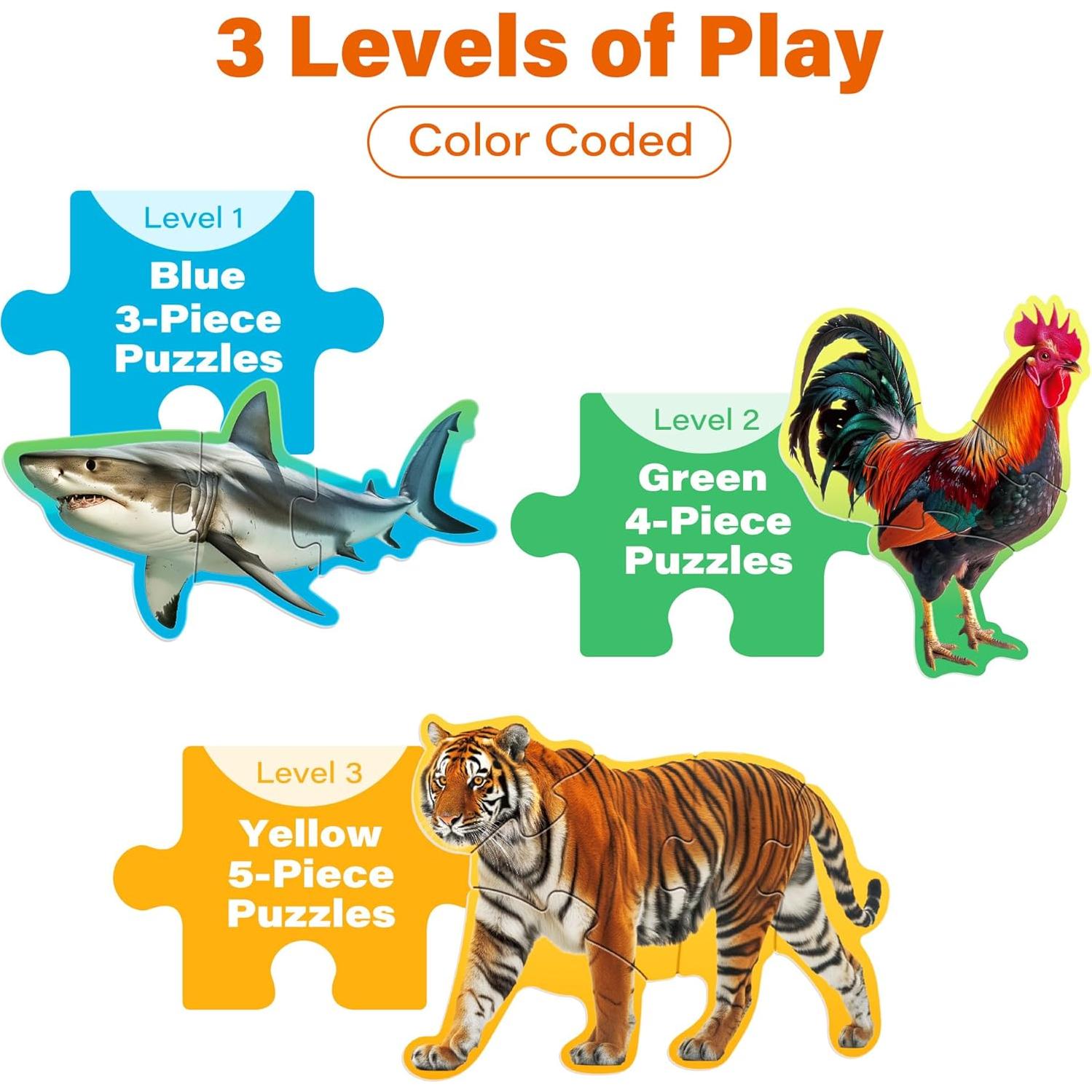 Puzzles BenBen para Niños 12 Animales 48 Piezas Educativos