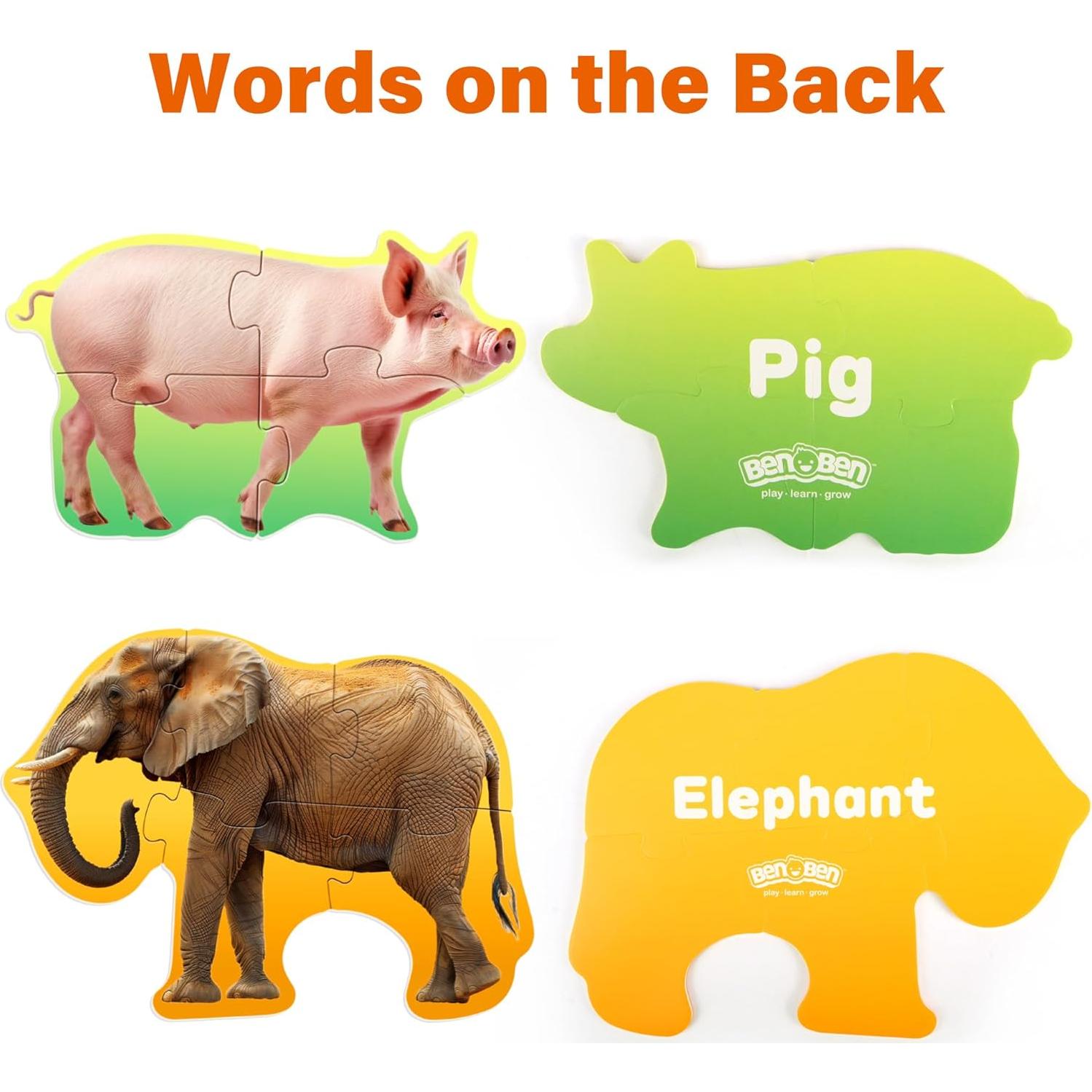 Puzzles BenBen para Niños 12 Animales 48 Piezas Educativos