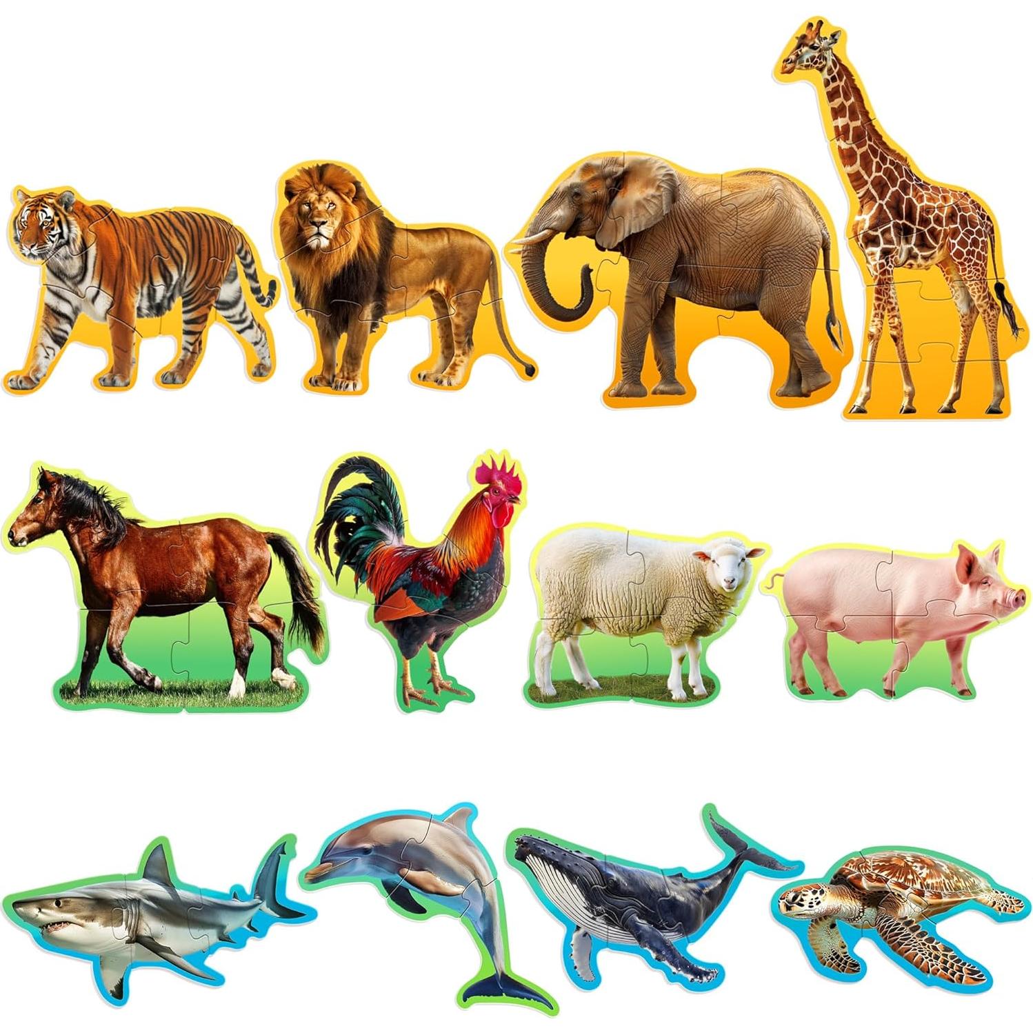 Puzzles BenBen para Niños 12 Animales 48 Piezas Educativos