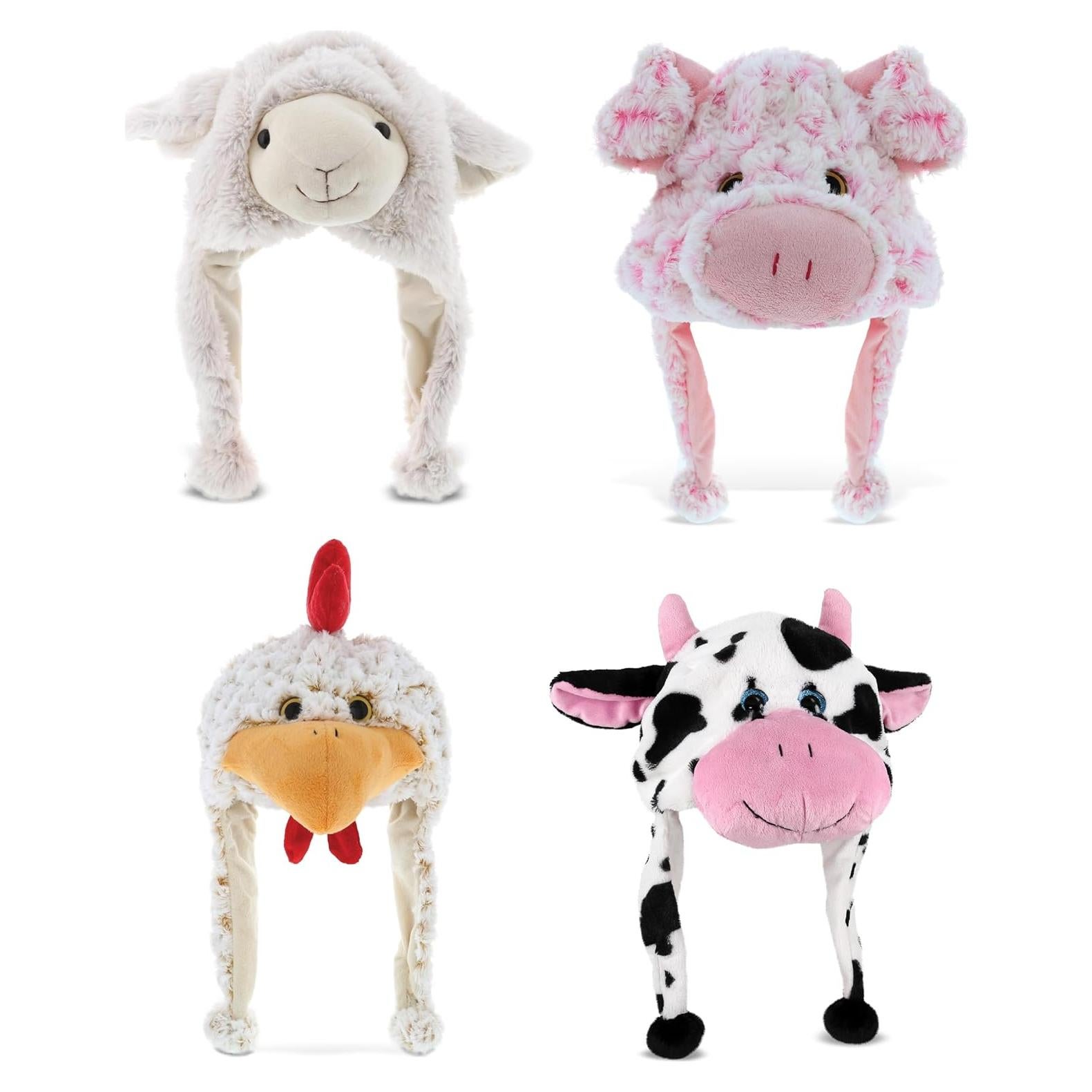 Conjunto de Sombreros de Peluche DolliBu 4 Animales Granja