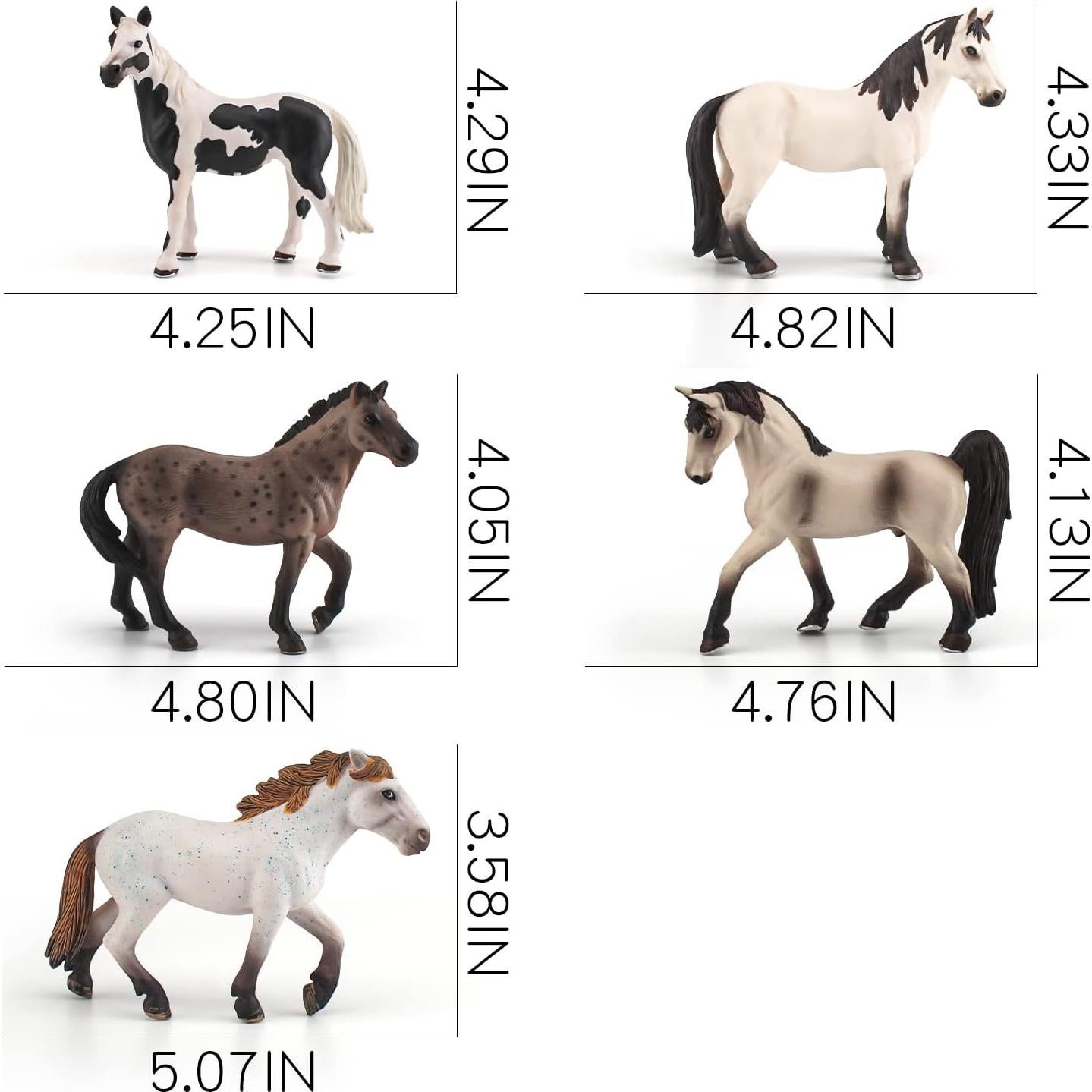Set 5 Figuras de Animales de Granja WONWONTOYS Caballos