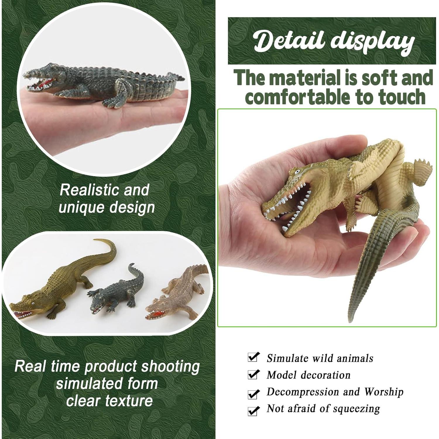 Juego de 3 Figuras de Cocodrilo Realistas CHELEI2019