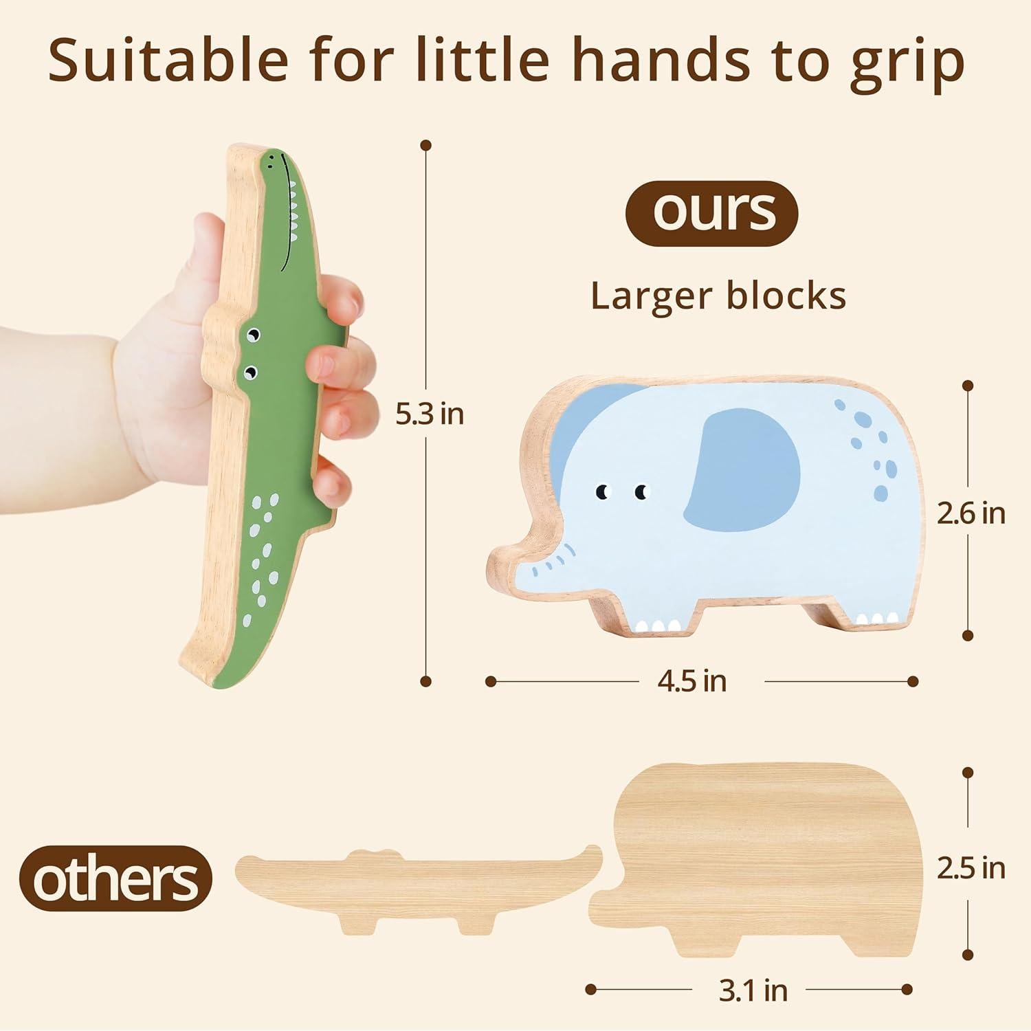 Juguete de Apilamiento de Madera PairPear 9 Animales 18 meses+