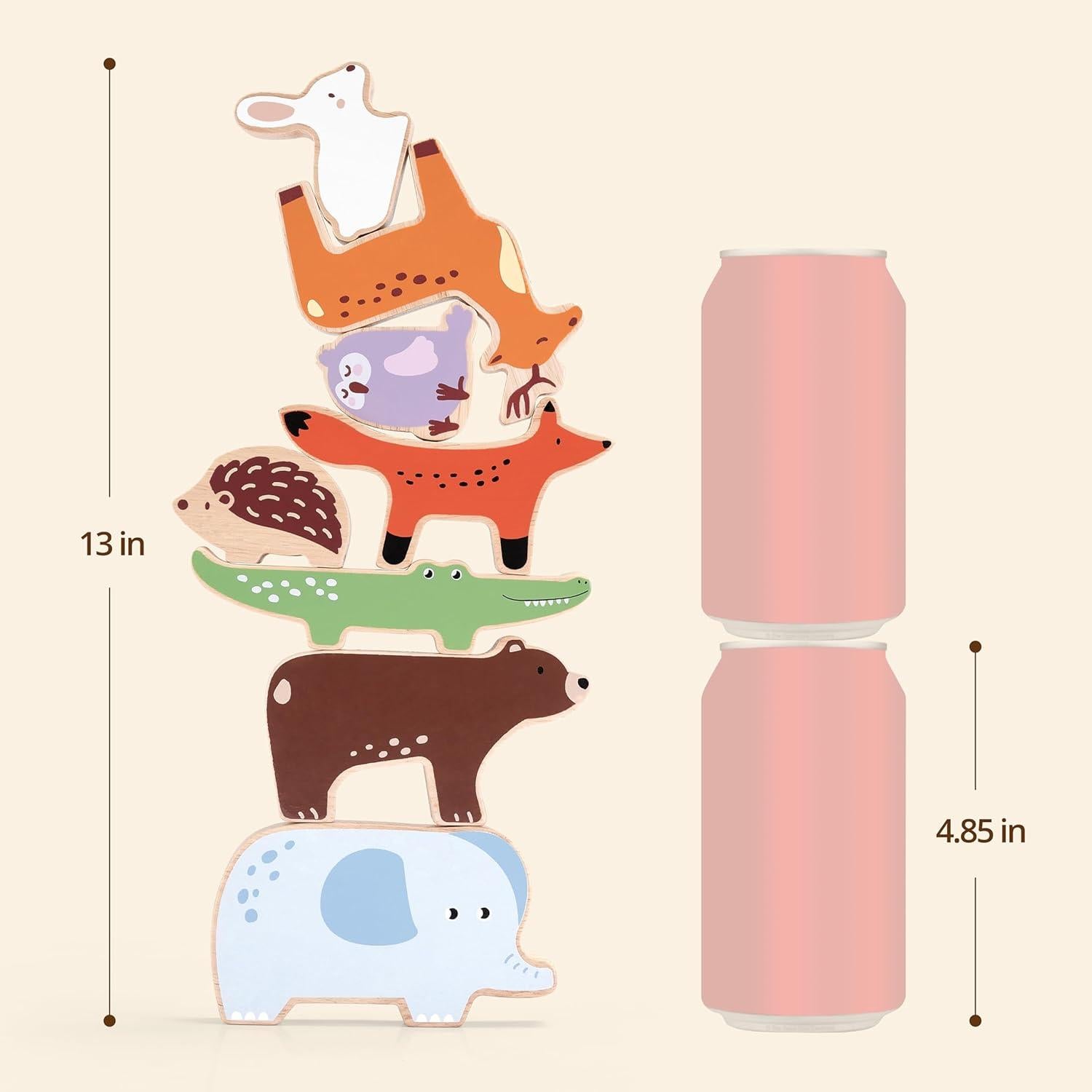 Juguete de Apilamiento de Madera PairPear 9 Animales 18 meses+