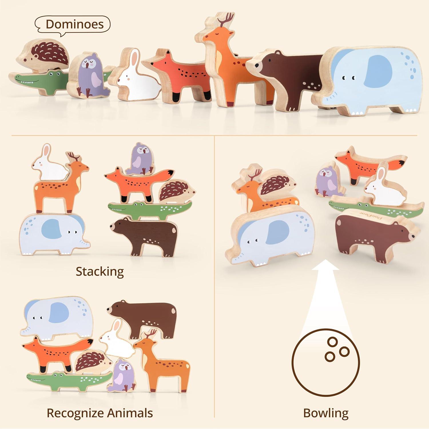 Juguete de Apilamiento de Madera PairPear 9 Animales 18 meses+