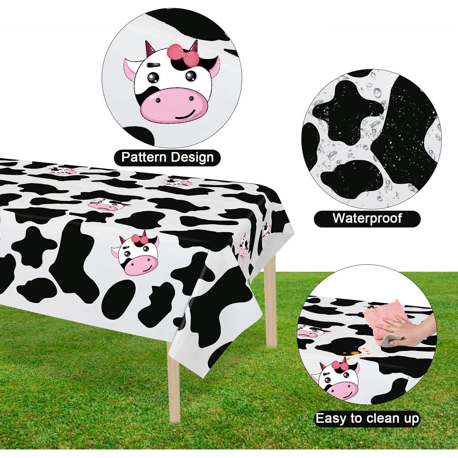 Mantel de Plástico Inspireyee 218x130 cm 4 Piezas Estampado Vaca