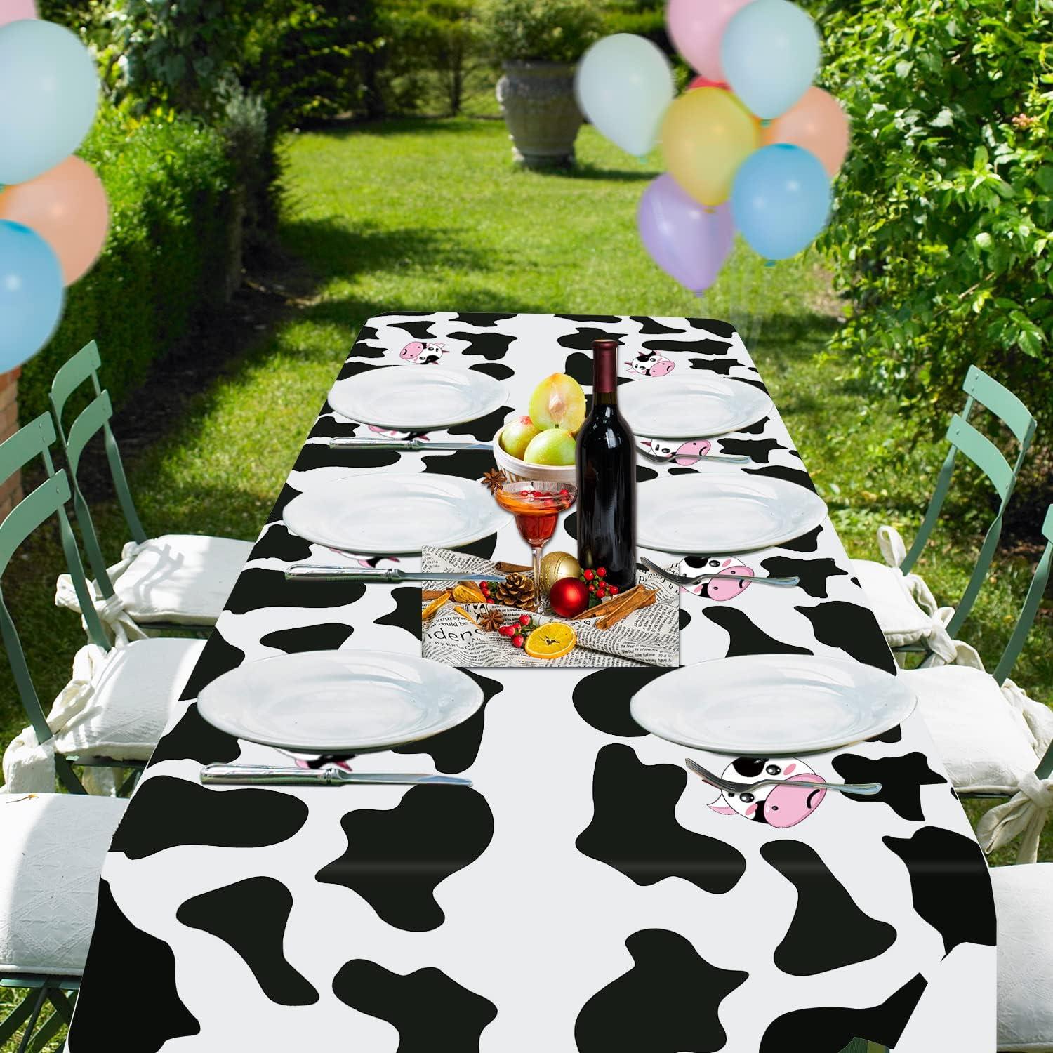 Mantel de Plástico Inspireyee 218x130 cm 4 Piezas Estampado Vaca