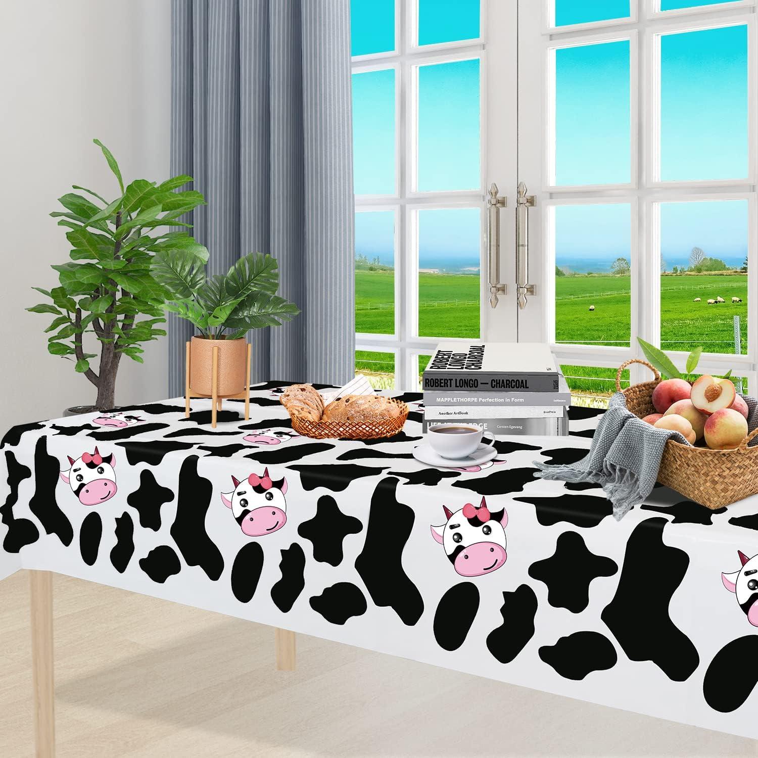 Mantel de Plástico Inspireyee 218x130 cm 4 Piezas Estampado Vaca