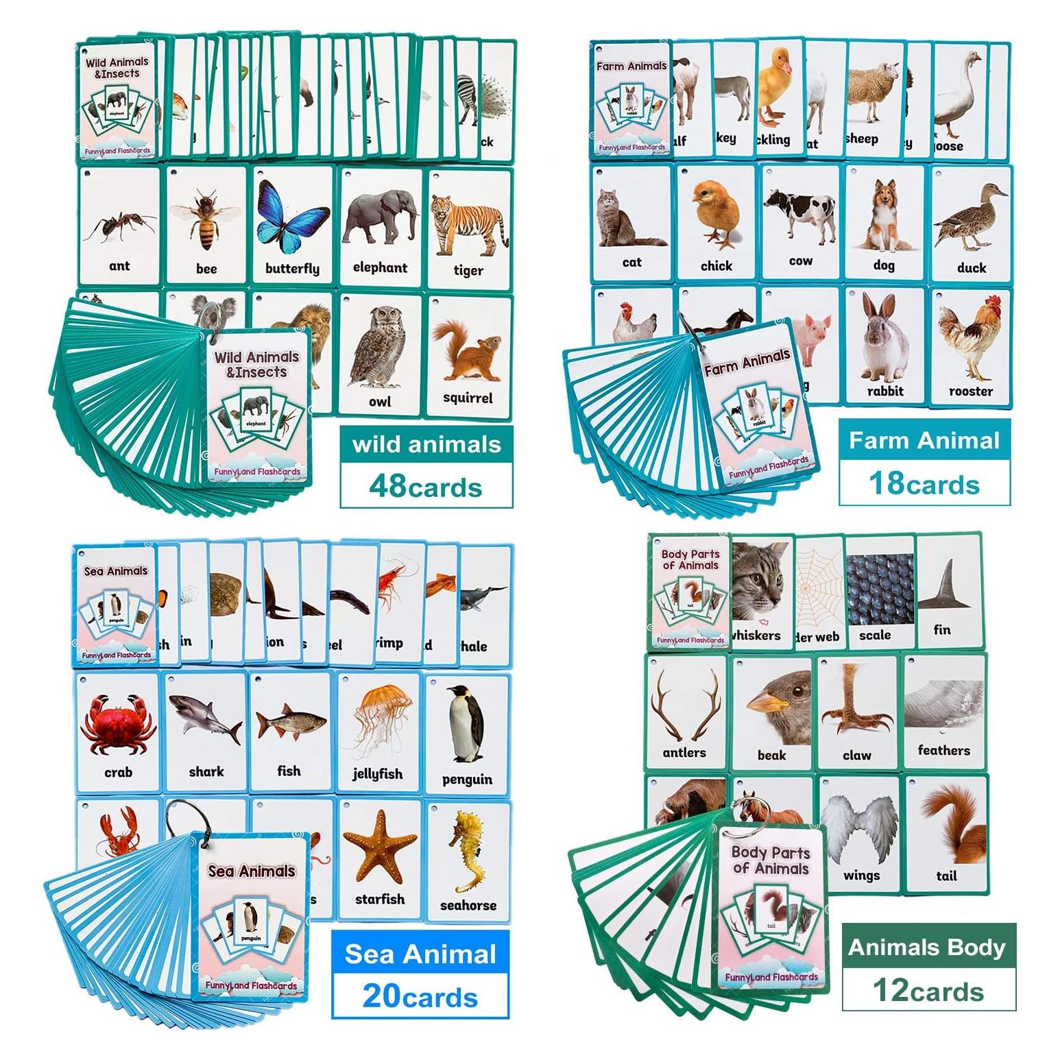 Tarjetas de Aprendizaje en Inglés Animales y Partes del Cuerpo