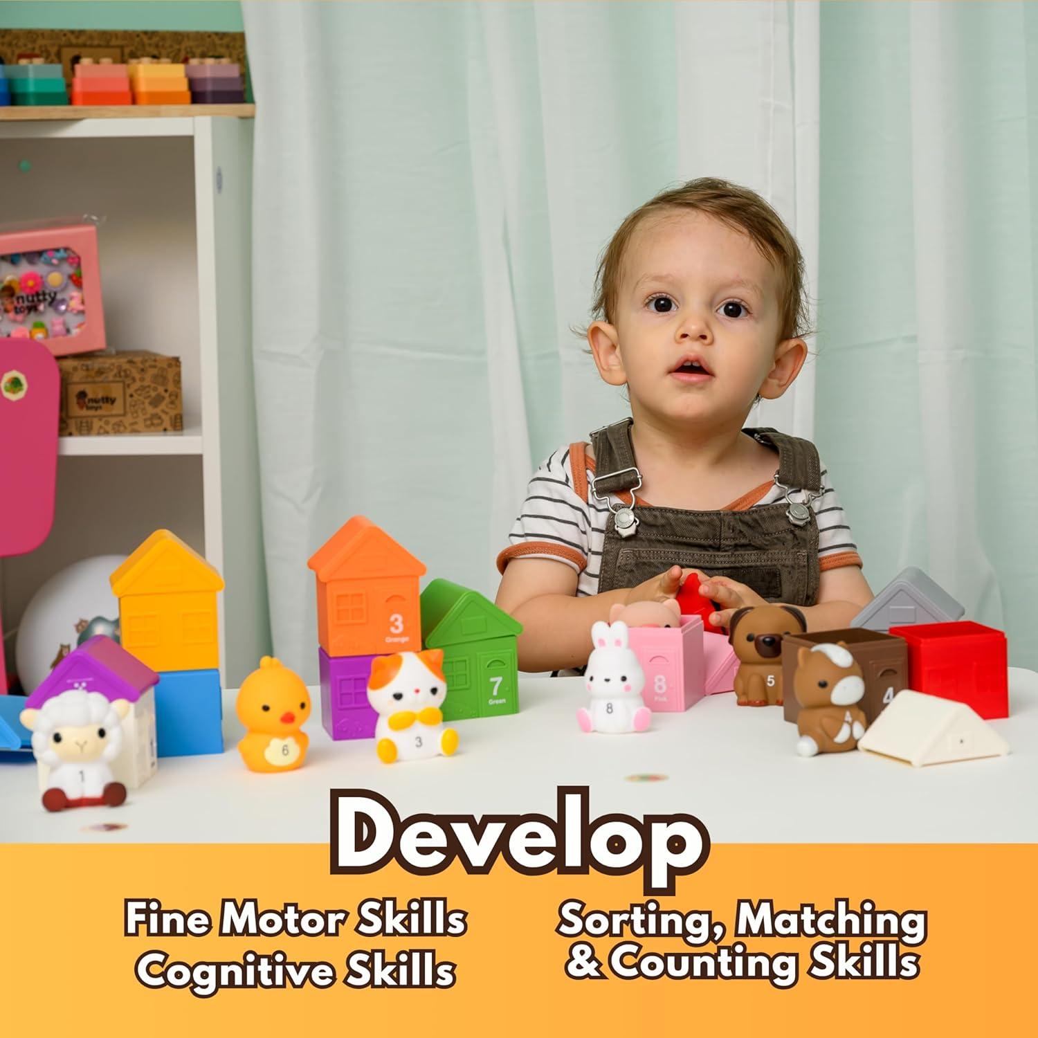 Paquete Juguetes Sensoriales Nutty Toys - Animales de Granja y Tubos Pop