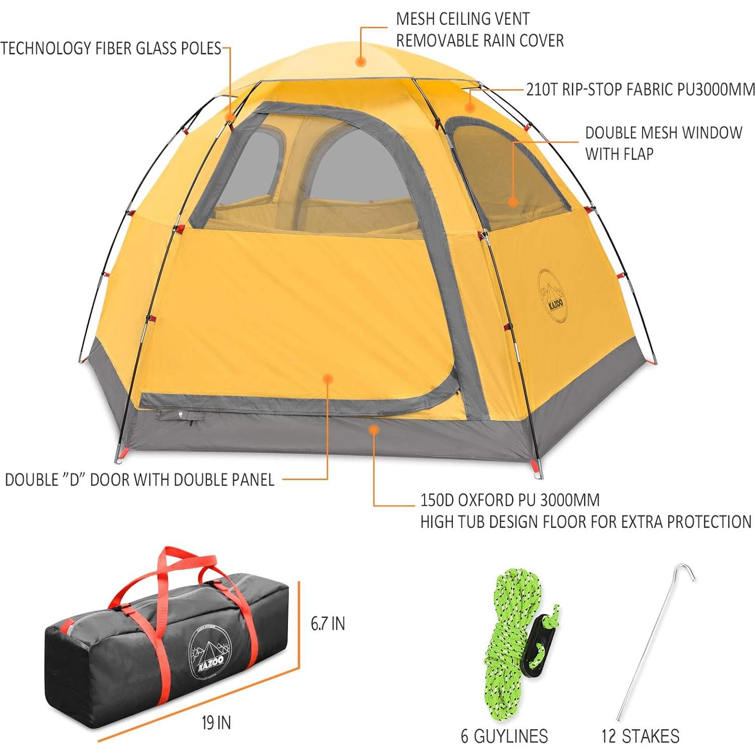 Carpa KAZOO Mercury para 4 Personas Impermeable