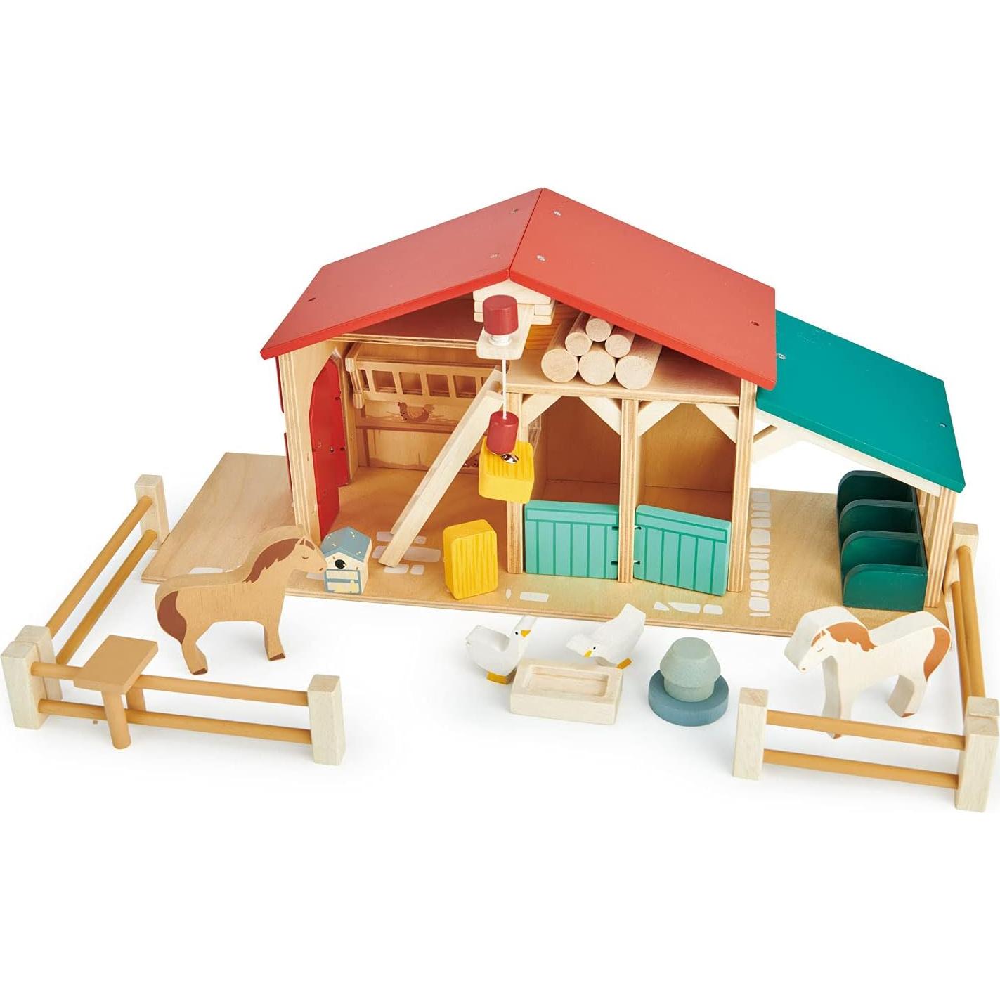 Conjunto de Juguetes de Granja Tender Leaf - Madera Realista