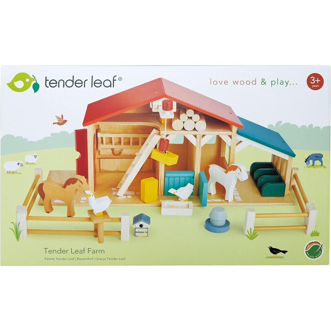 Conjunto de Juguetes de Granja Tender Leaf - Madera Realista