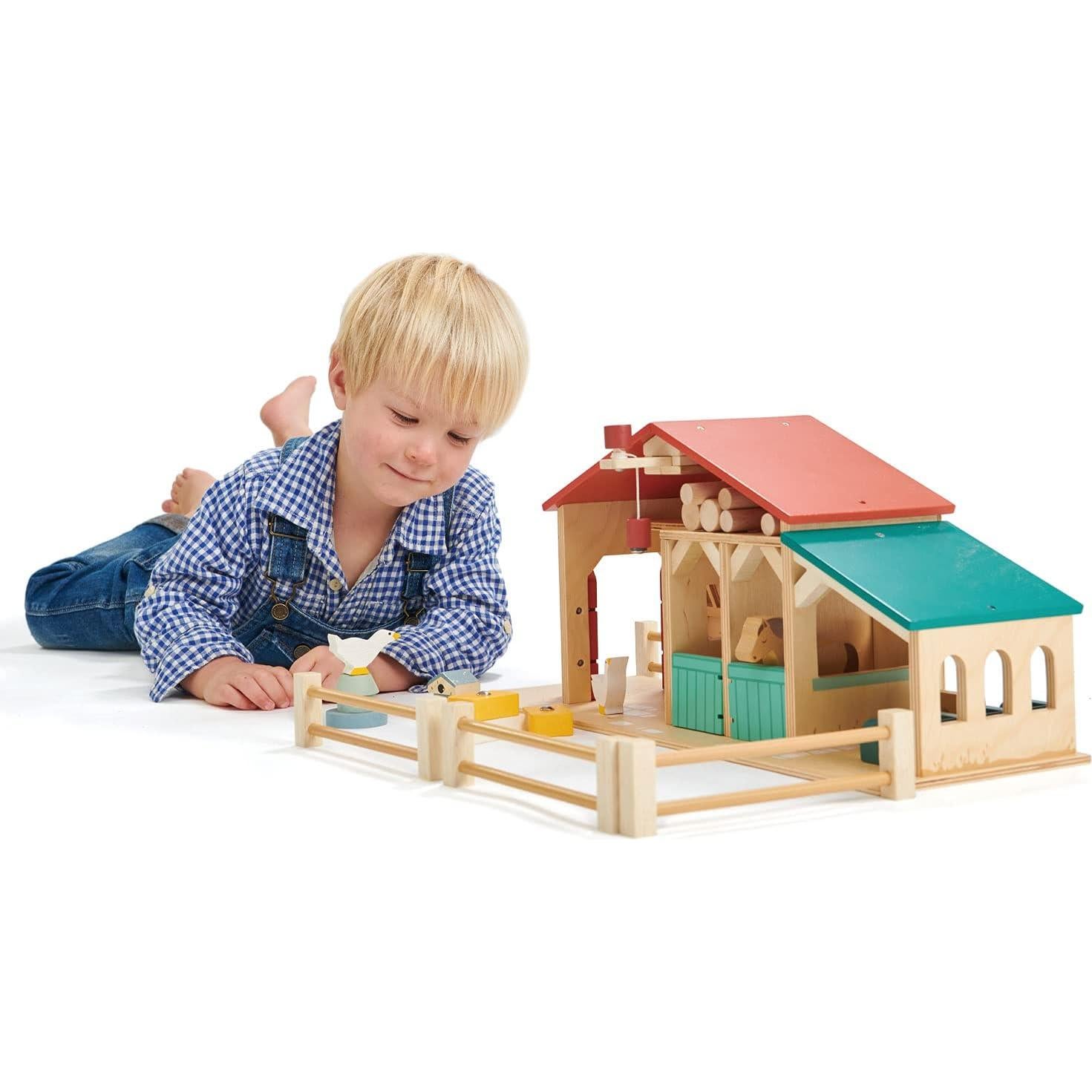 Conjunto de Juguetes de Granja Tender Leaf - Madera Realista