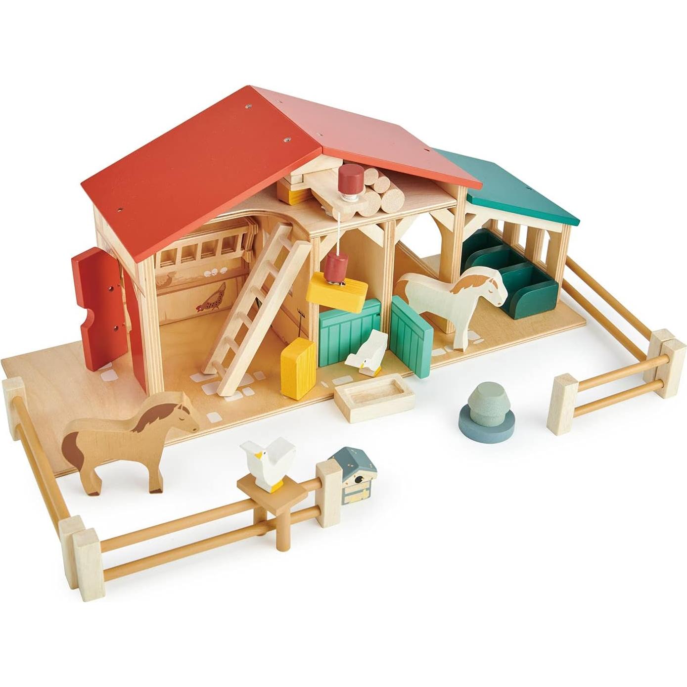 Conjunto de Juguetes de Granja Tender Leaf - Madera Realista