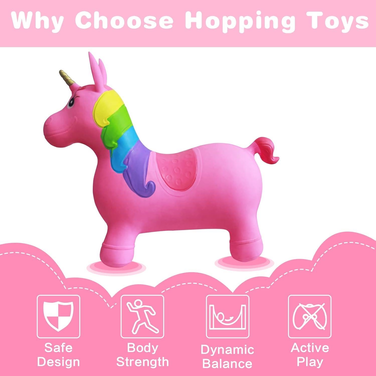 Caballo Saltarín Unicornio HotMax Rosa para Niños 1-4 Años