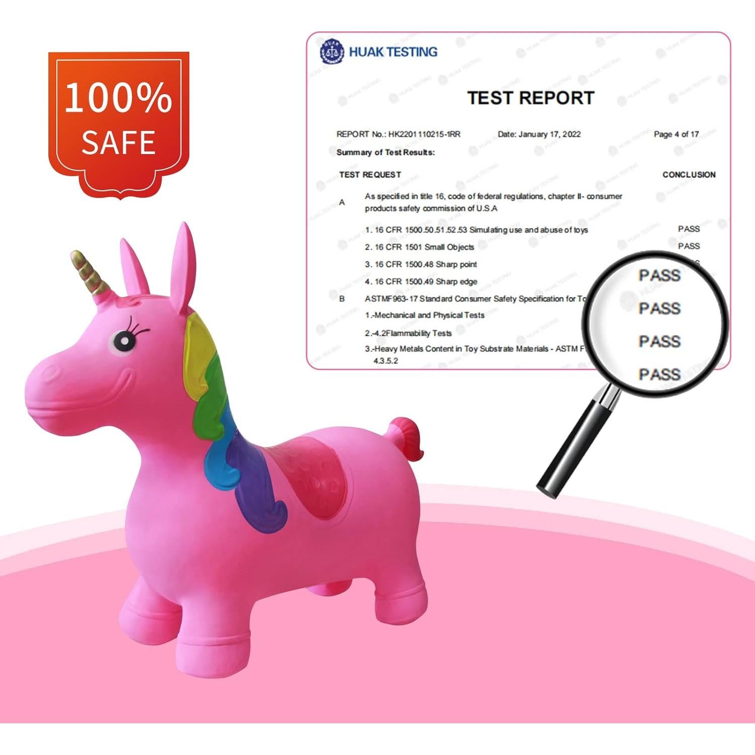 Caballo Saltarín Unicornio HotMax Rosa para Niños 1-4 Años