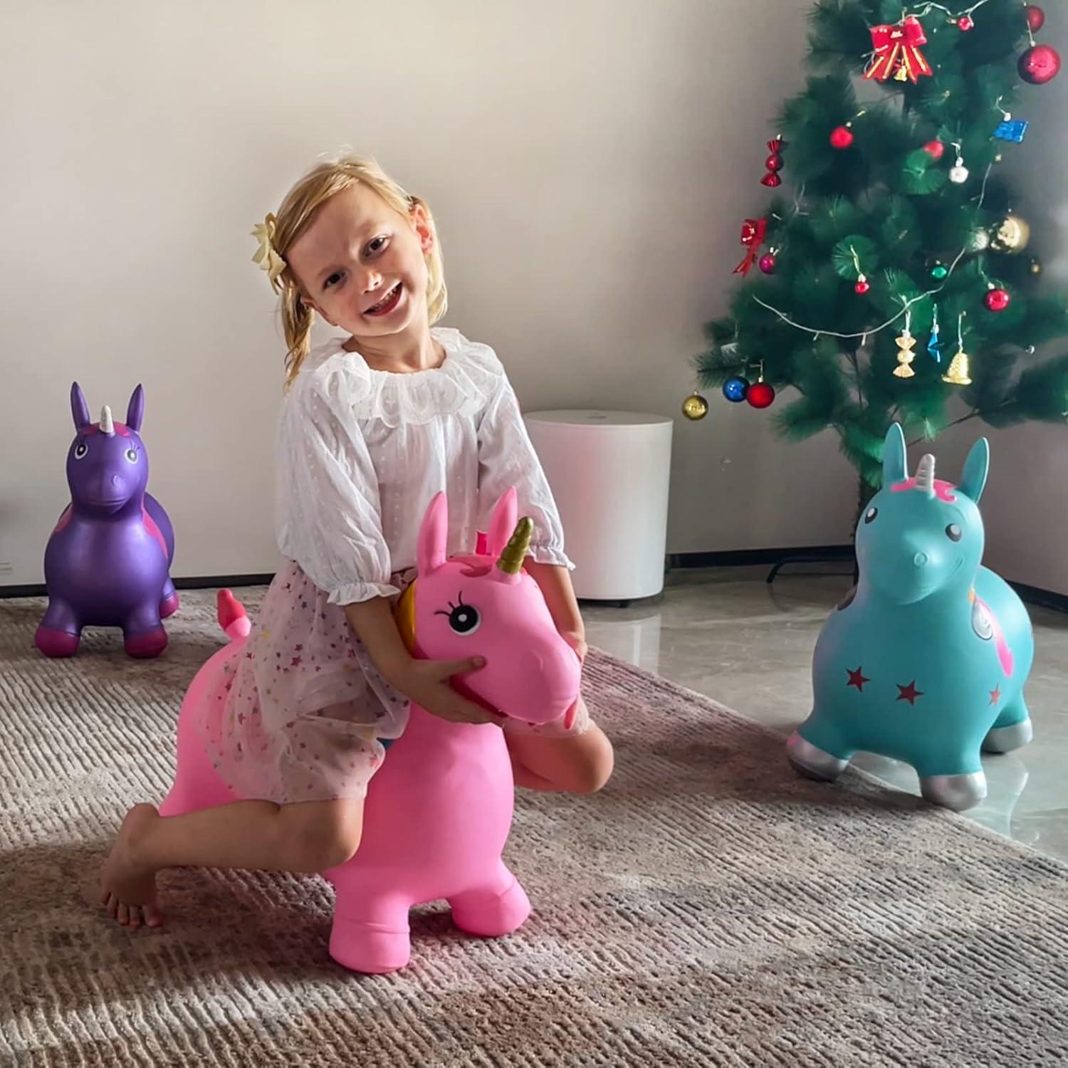Caballo Saltarín Unicornio HotMax Rosa para Niños 1-4 Años