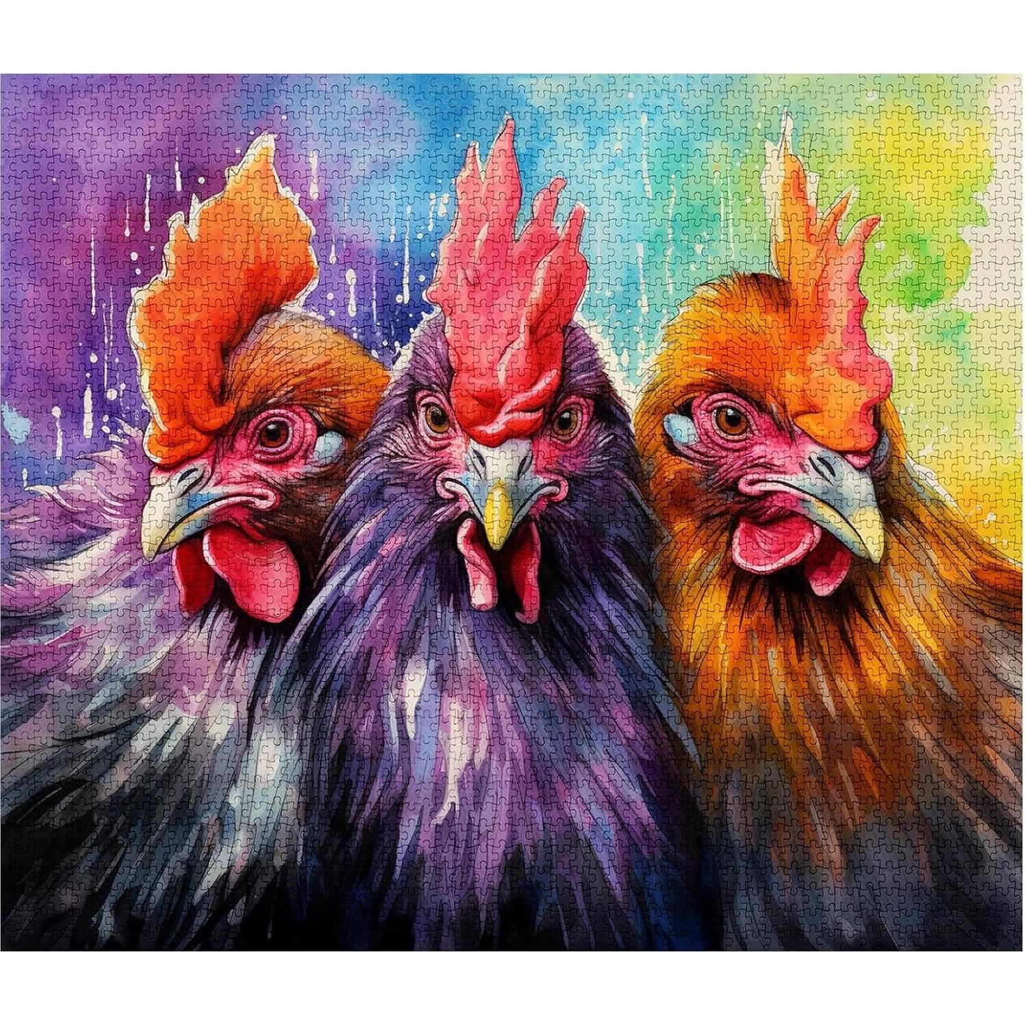 Rompecabezas 1000 Piezas CocooTu Gallo Acuarela Decoración