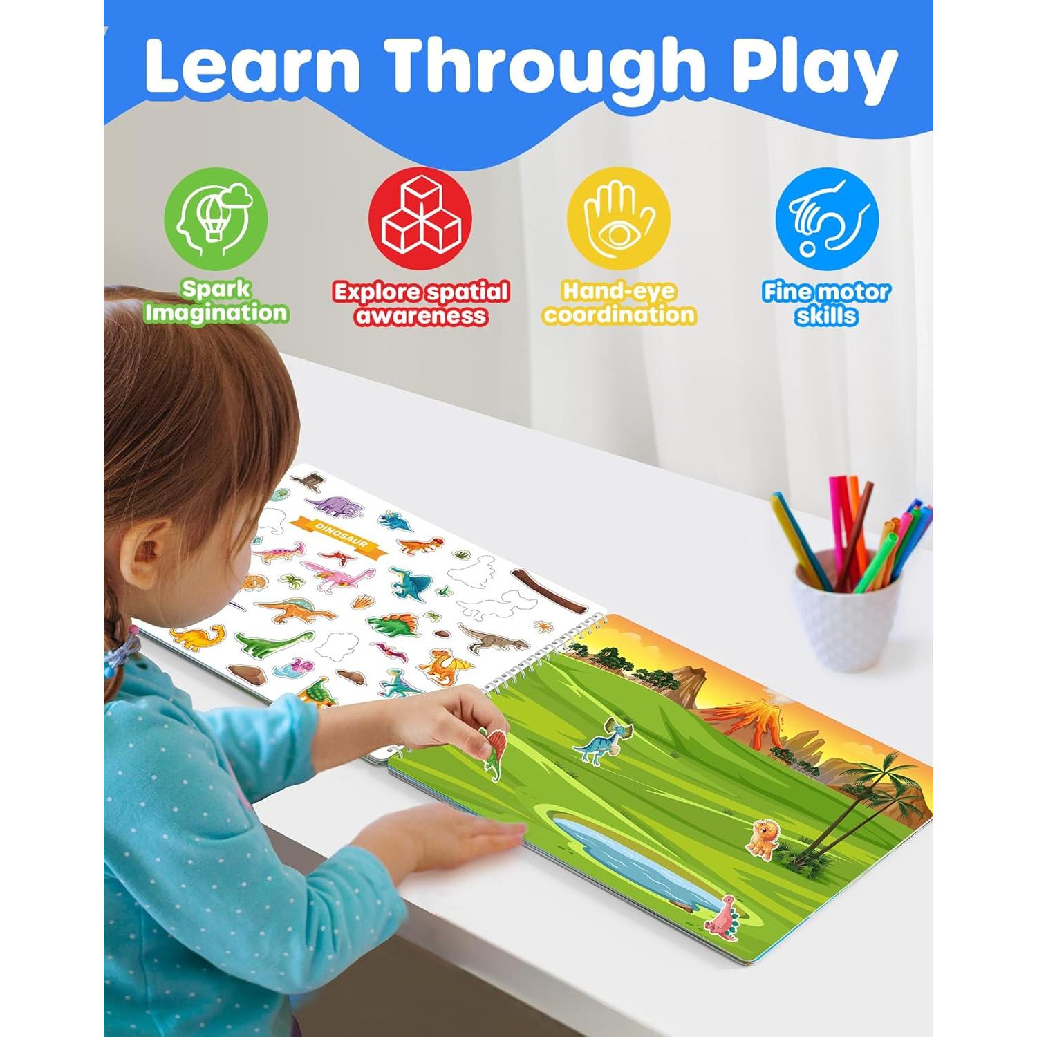 Libro de Stickers D-FantiX para Niños 3-8 Años, 500+ Stickers