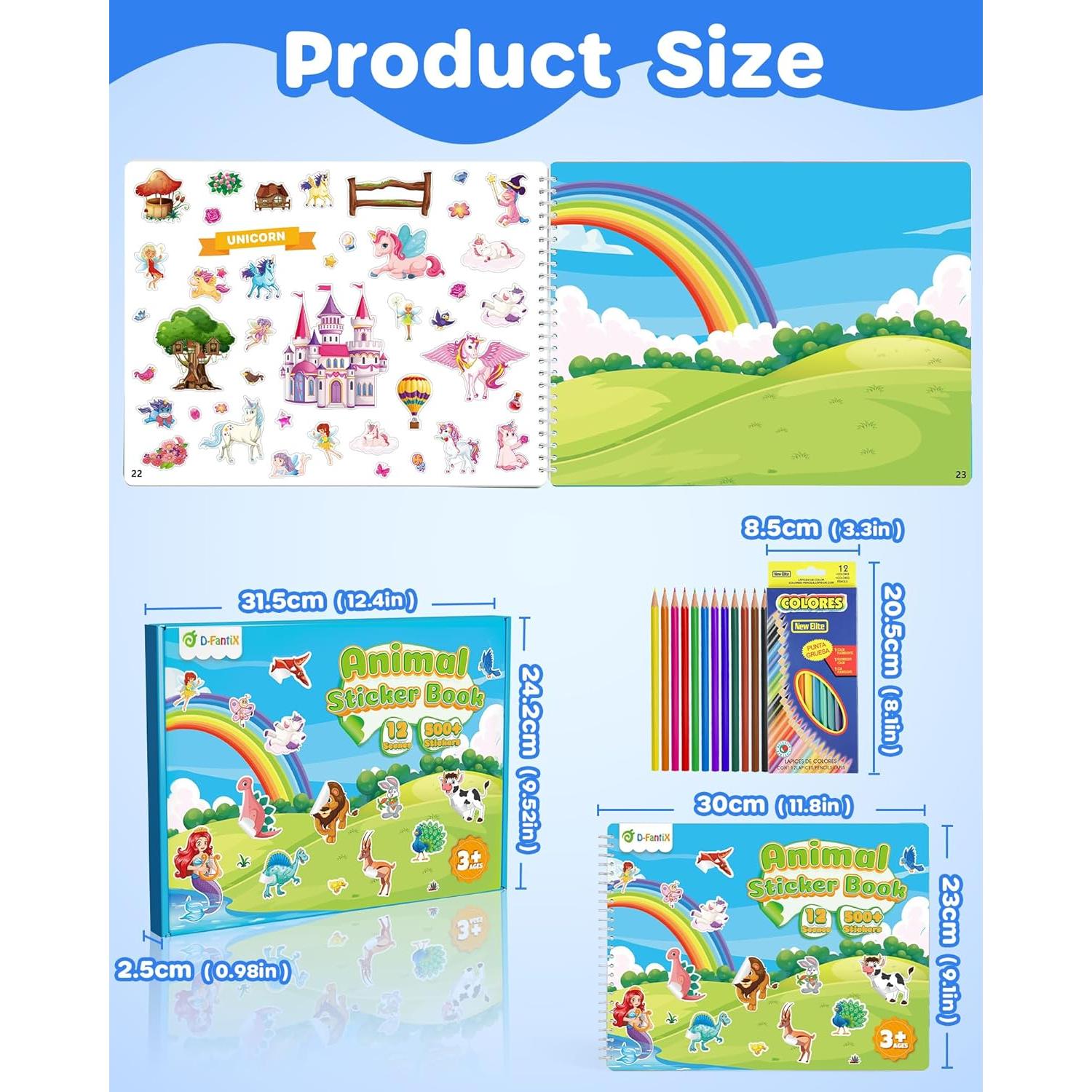 Libro de Stickers D-FantiX para Niños 3-8 Años, 500+ Stickers