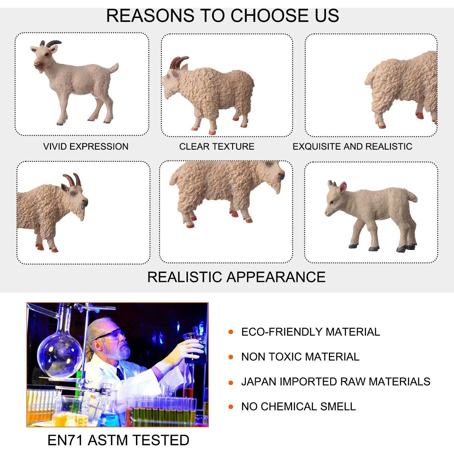 Figuras de Animales 4pcs JOKFEICE Cabra Blanca Juguetes Educativos