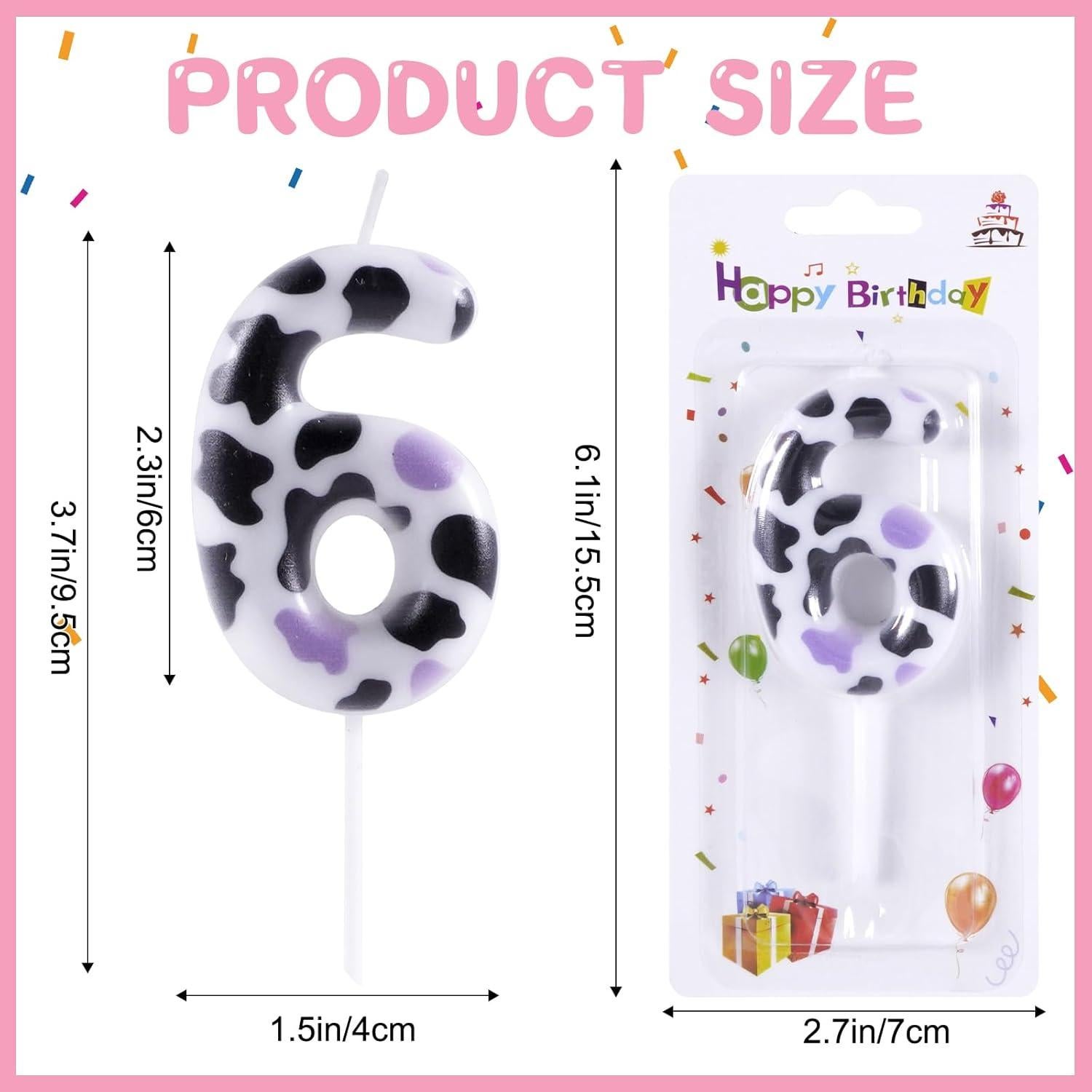 Vela de Cumpleaños Vaca Rosa 6 para Pastel de Fiesta