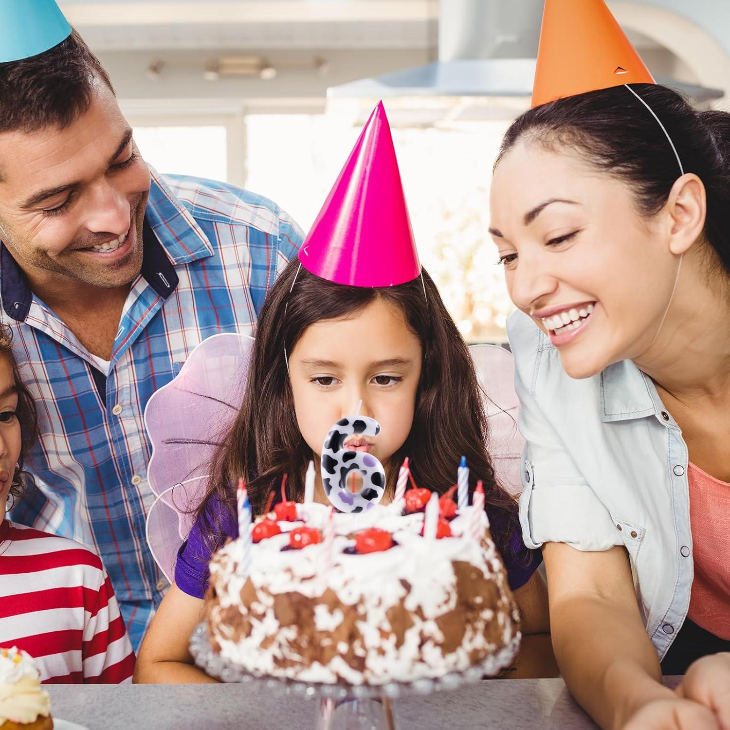 Vela de Cumpleaños Vaca Rosa 6 para Pastel de Fiesta