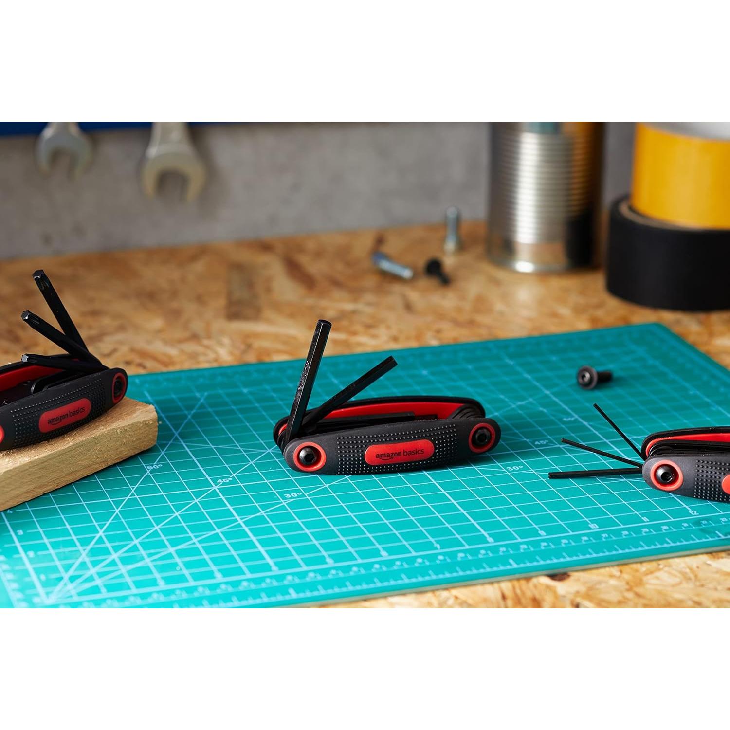 Juego de Llaves Hexagonales Plegables Amazon Basics, 3 Piezas