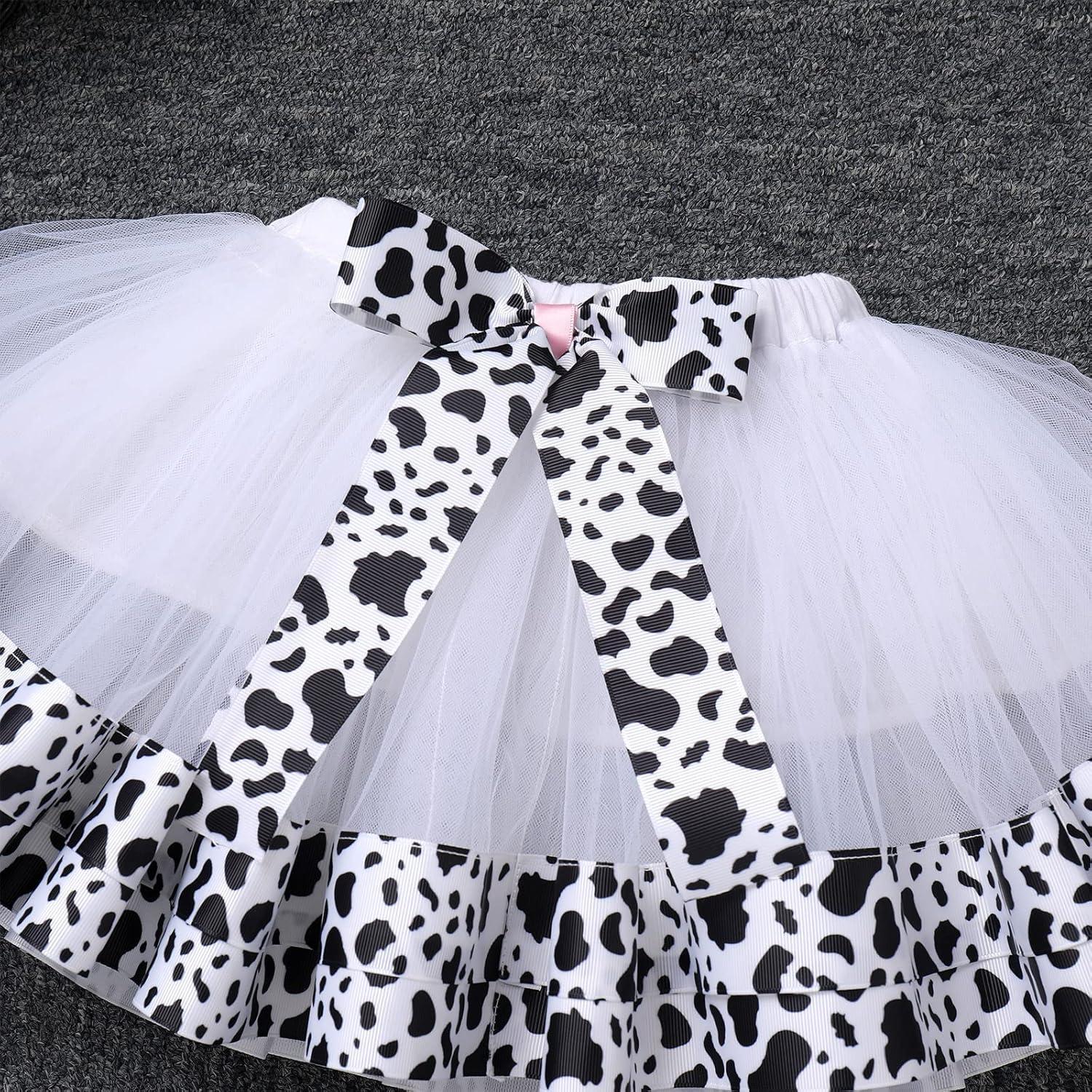 Conjunto de Cumpleaños Vaca para Niña 1-3 Años Tutu Diadema