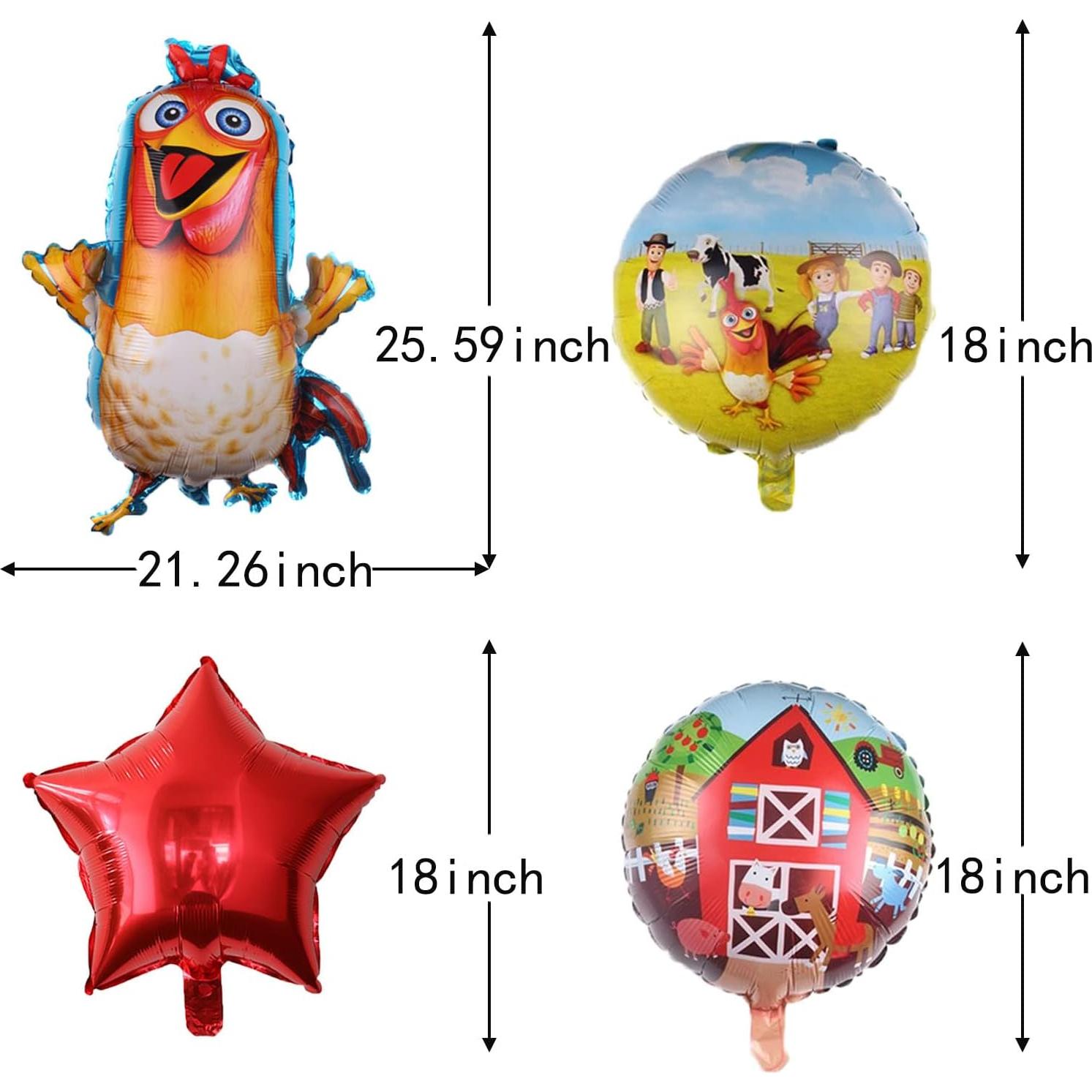 6PCS Farm Animals Foil Balloons for Kids Birthday & Baby Shower - Farm Animals Theme Party Decorations