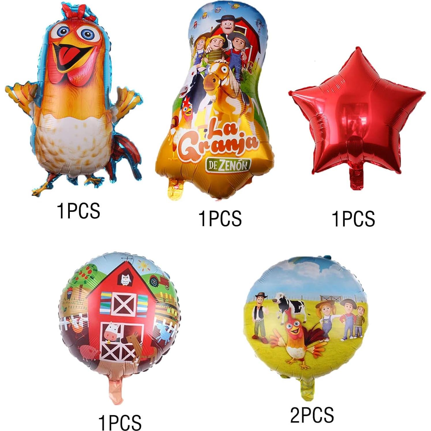 6PCS Farm Animals Foil Balloons for Kids Birthday & Baby Shower - Farm Animals Theme Party Decorations