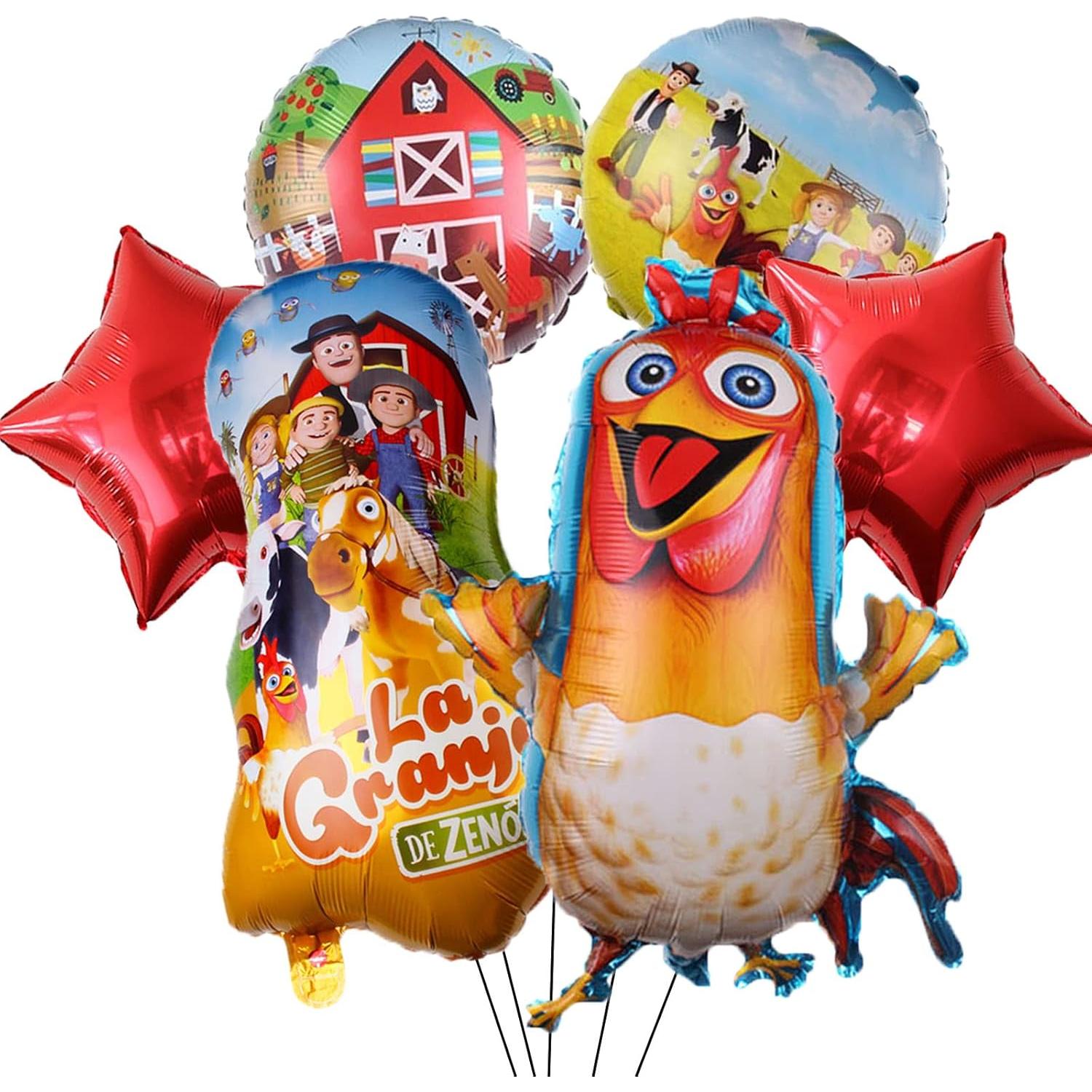 6PCS Farm Animals Foil Balloons for Kids Birthday & Baby Shower - Farm Animals Theme Party Decorations