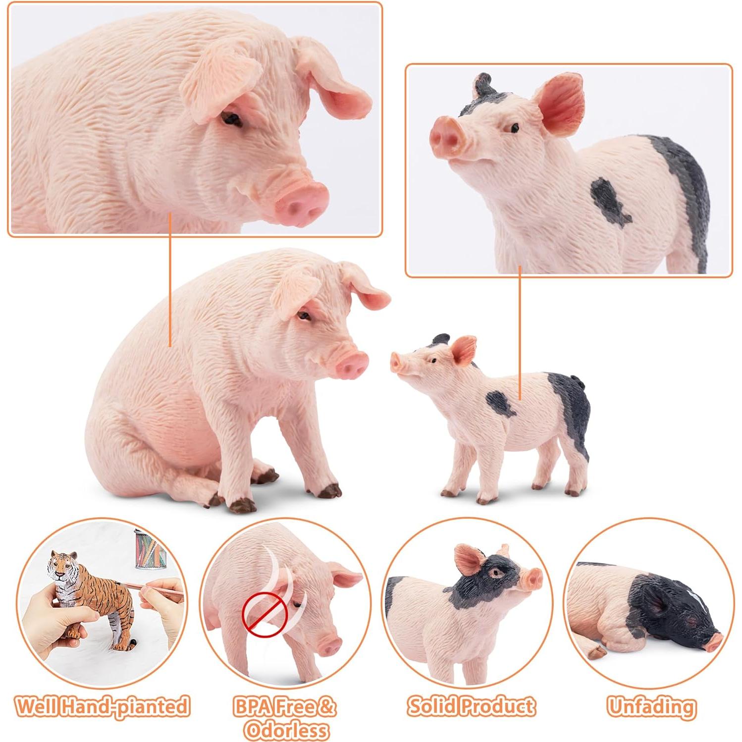 Figuras de Animales de Granja Toymany 16PCS Cerdo y Oveja
