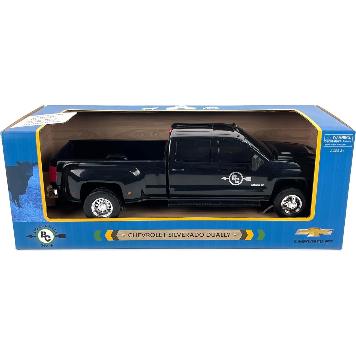 Big Country Toys Realistic Chevrolet Silverado Dually Truck Toy & Trailer Hitch, 1:20 Scale Farm Toys for 3 Year Old Boys