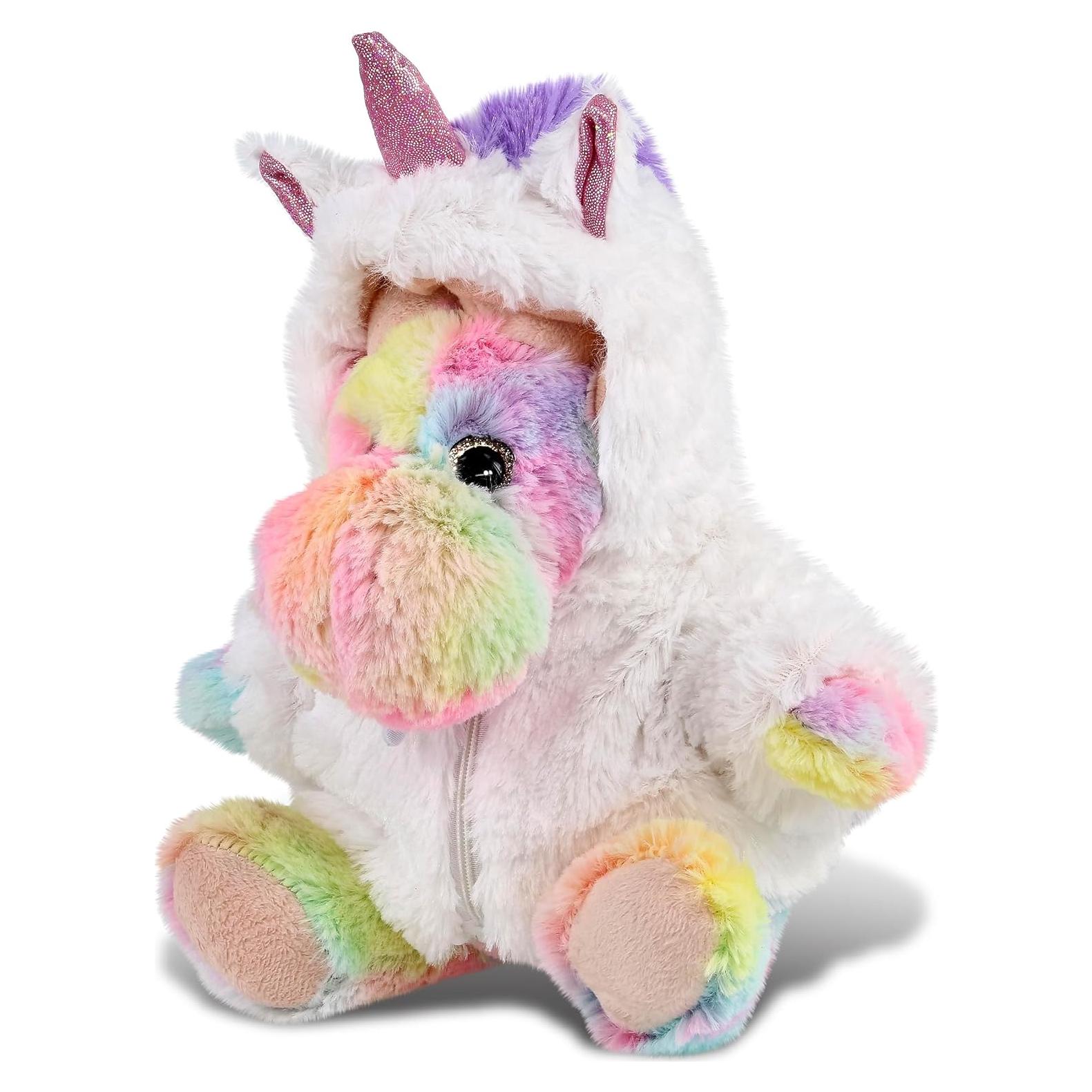 DolliBu Alce Arcoíris con Unicornio 22,86 cm Juguete de Peluche