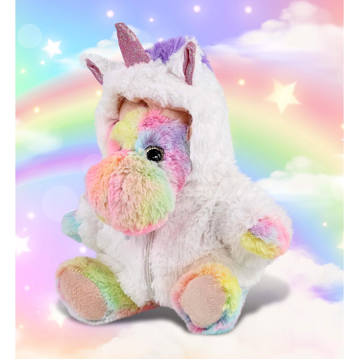 DolliBu Alce Arcoíris con Unicornio 22,86 cm Juguete de Peluche