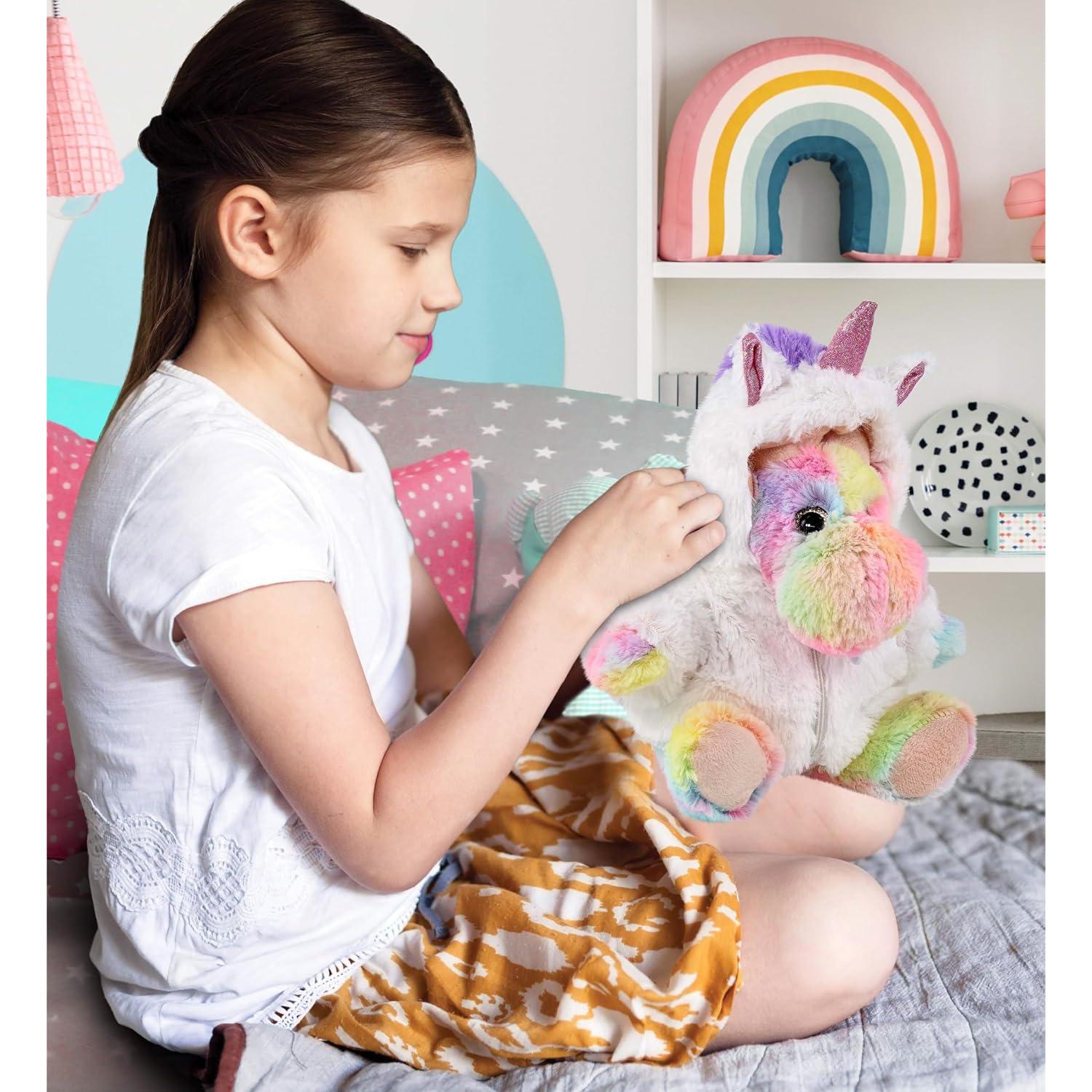 DolliBu Alce Arcoíris con Unicornio 22,86 cm Juguete de Peluche