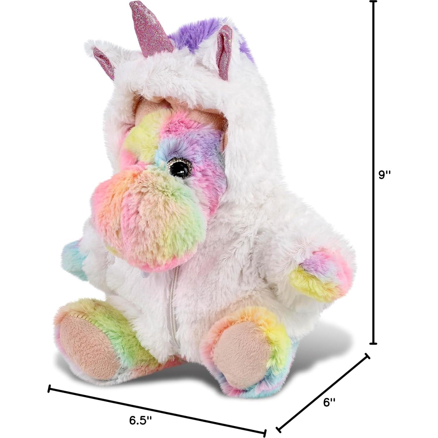 DolliBu Alce Arcoíris con Unicornio 22,86 cm Juguete de Peluche