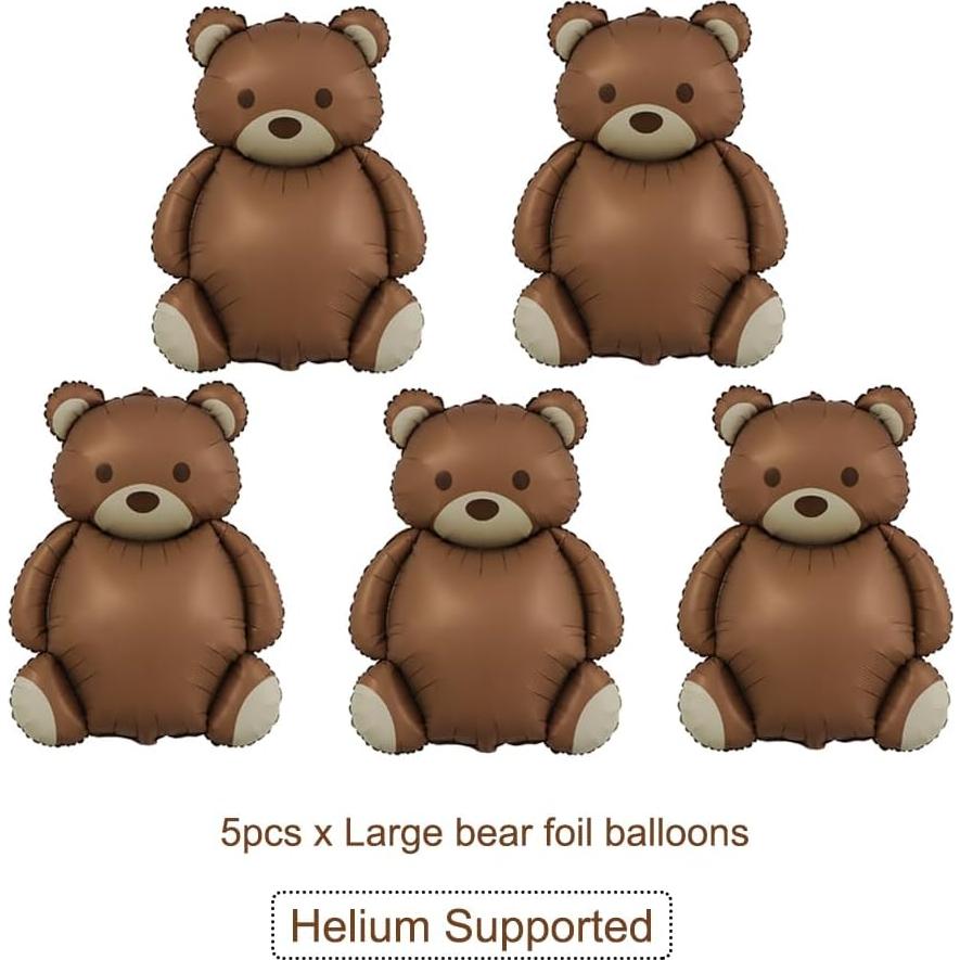 Globos de Oso Marrón Finypa 5pcs 90 cm Decoración Fiesta