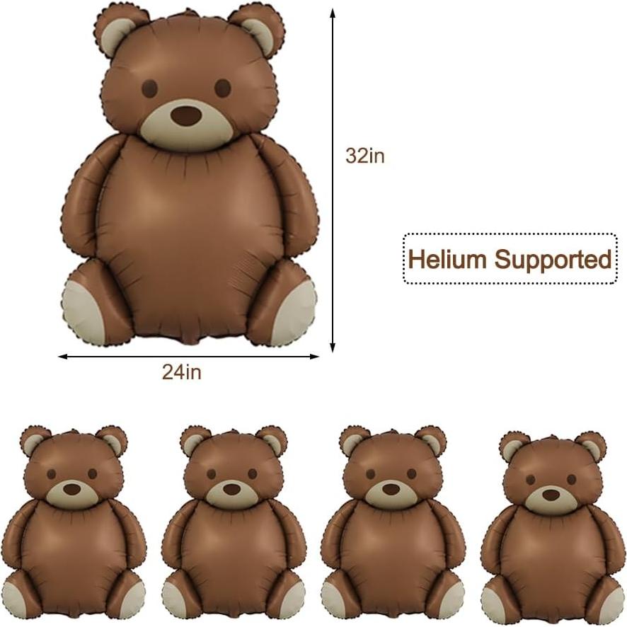 Globos de Oso Marrón Finypa 5pcs 90 cm Decoración Fiesta