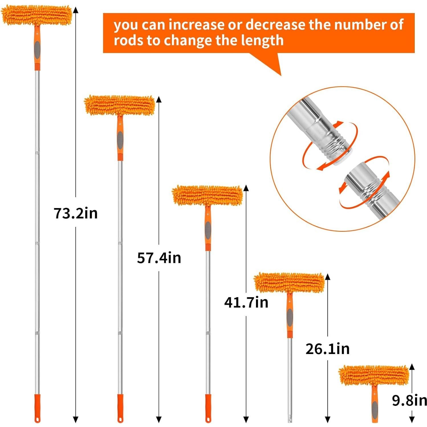 Kit de limpieza de ventanas TIMIVO 182 cm 2 en 1 con estropajos