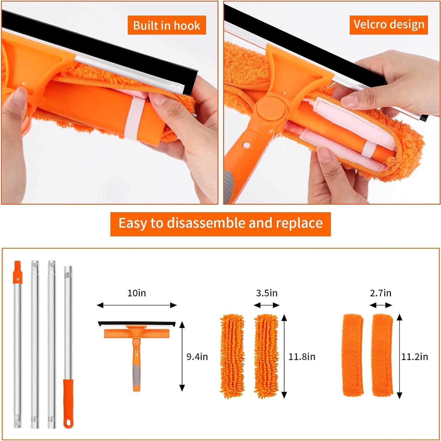 Kit de limpieza de ventanas TIMIVO 182 cm 2 en 1 con estropajos