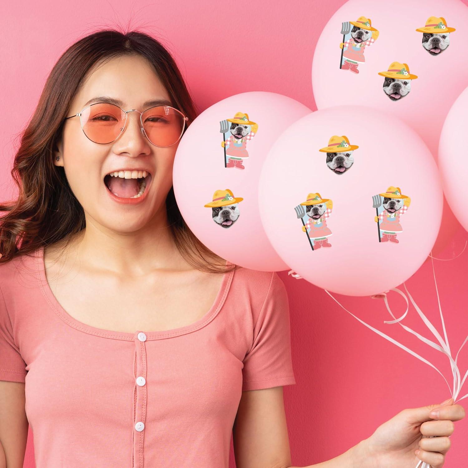 Stickers Personalizados Animales de Granja - 24 Piezas Rosa