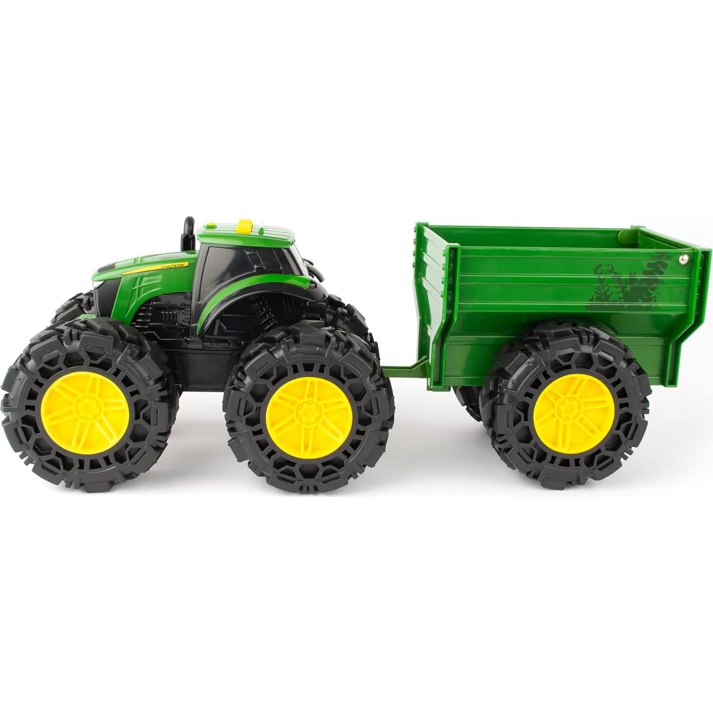 Tractor John Deere Monster Treads con Carreta y Sonidos