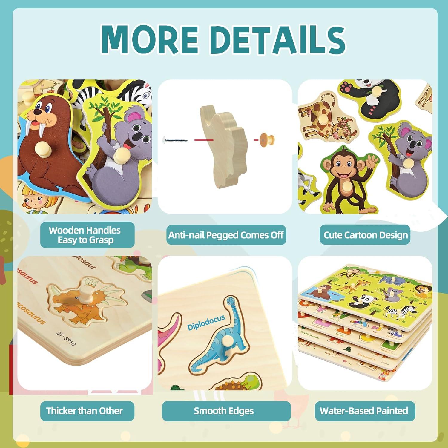 Rompecabezas de Clavos de Madera Edutree 5 Piezas Montessori