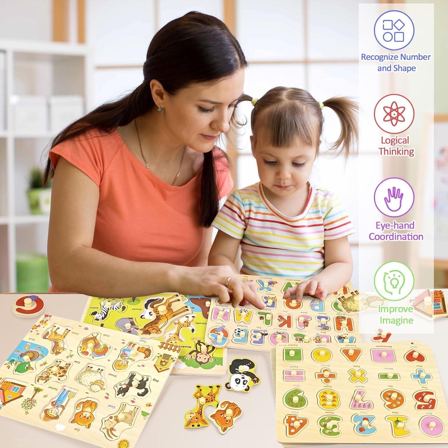 Rompecabezas de Clavos de Madera Edutree 5 Piezas Montessori