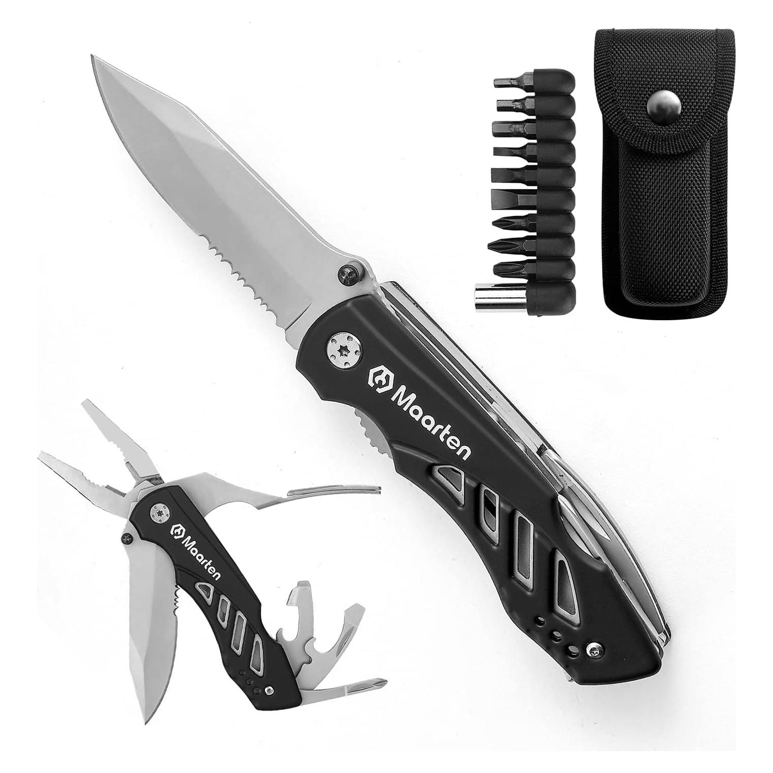 Cuchillo de bolsillo multitool Maarten 12 en 1 con funda