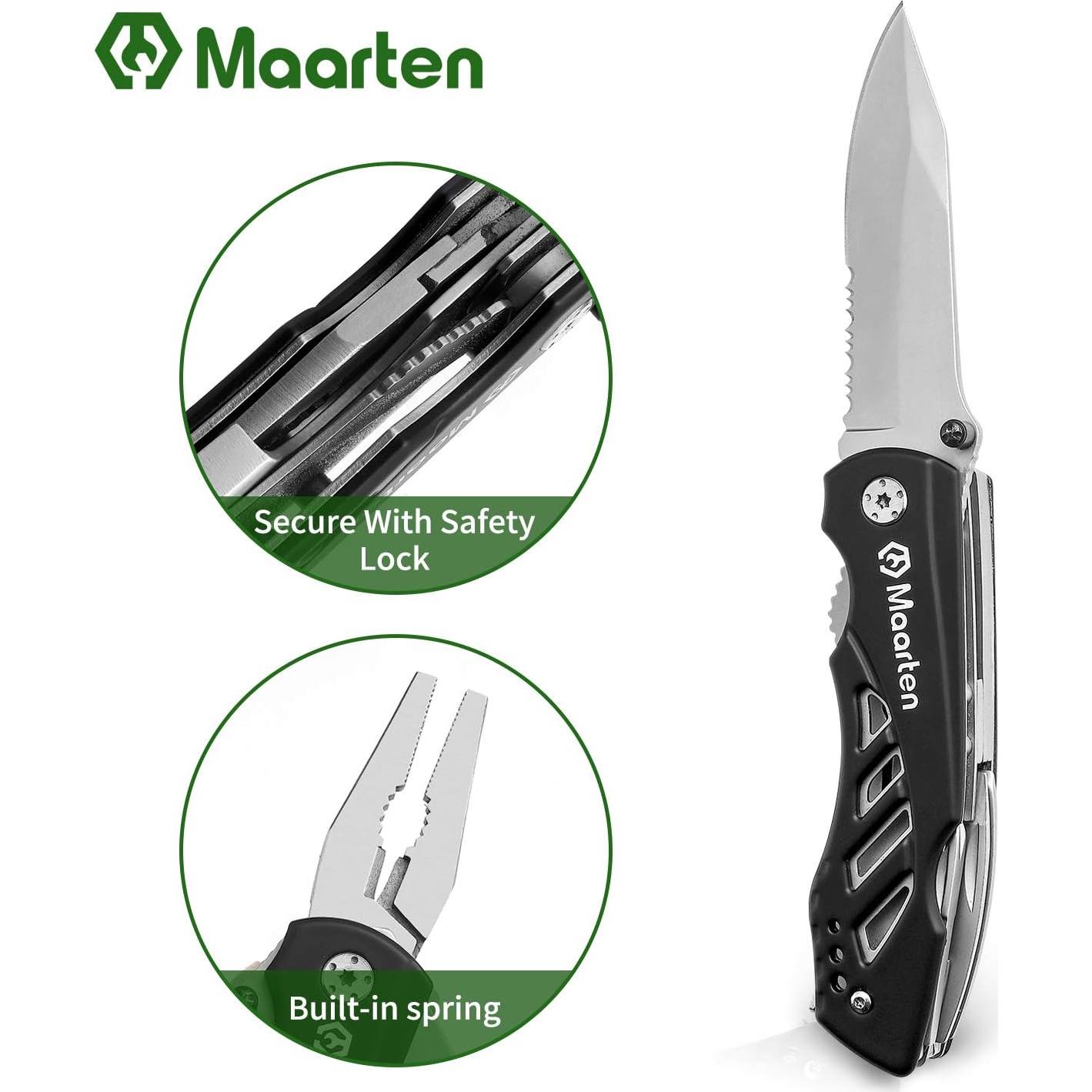 Cuchillo de bolsillo multitool Maarten 12 en 1 con funda