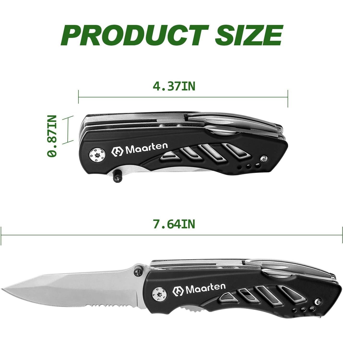 Cuchillo de bolsillo multitool Maarten 12 en 1 con funda